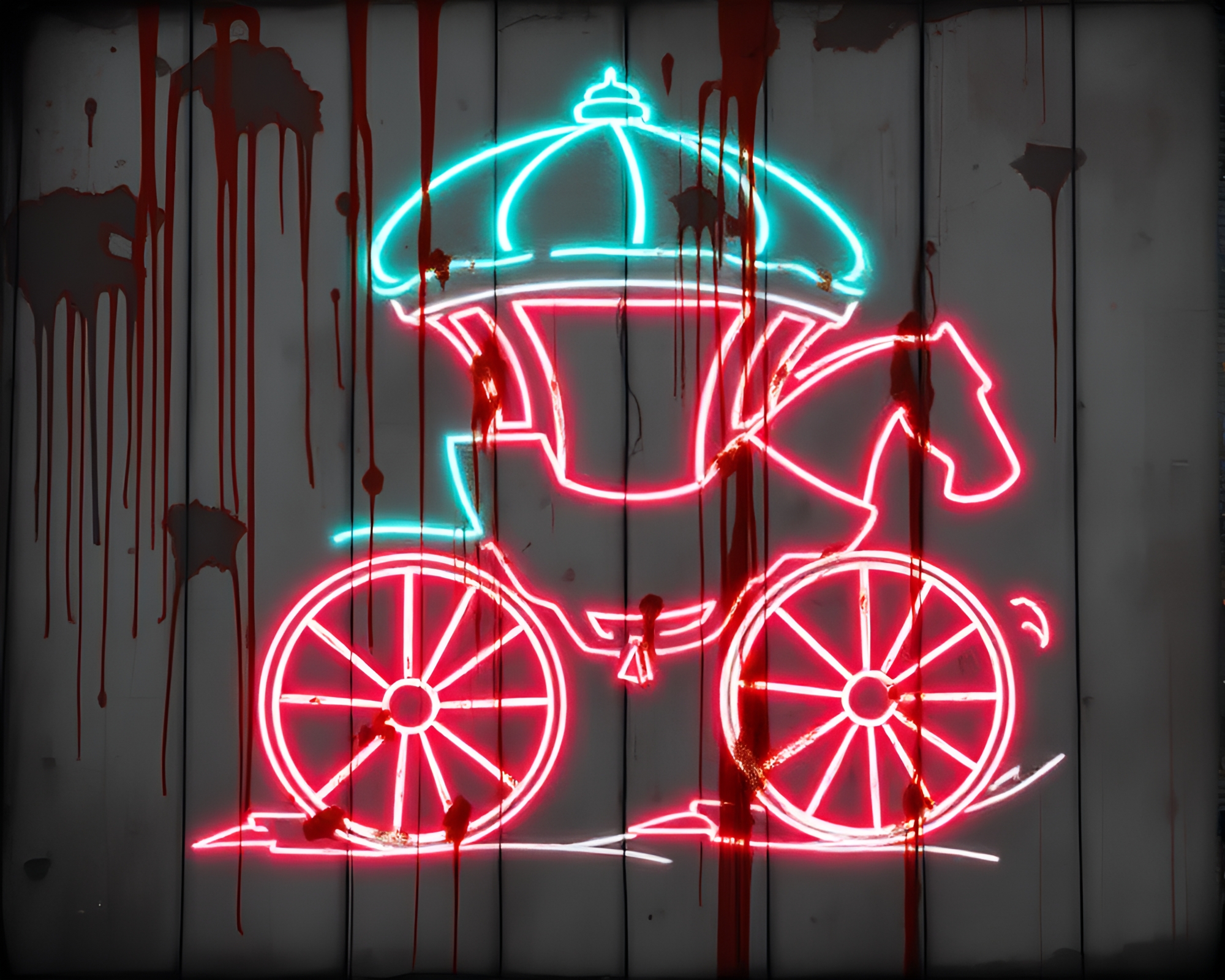 Chariot in Neon Monochrome Cityscape – free AI stock image
