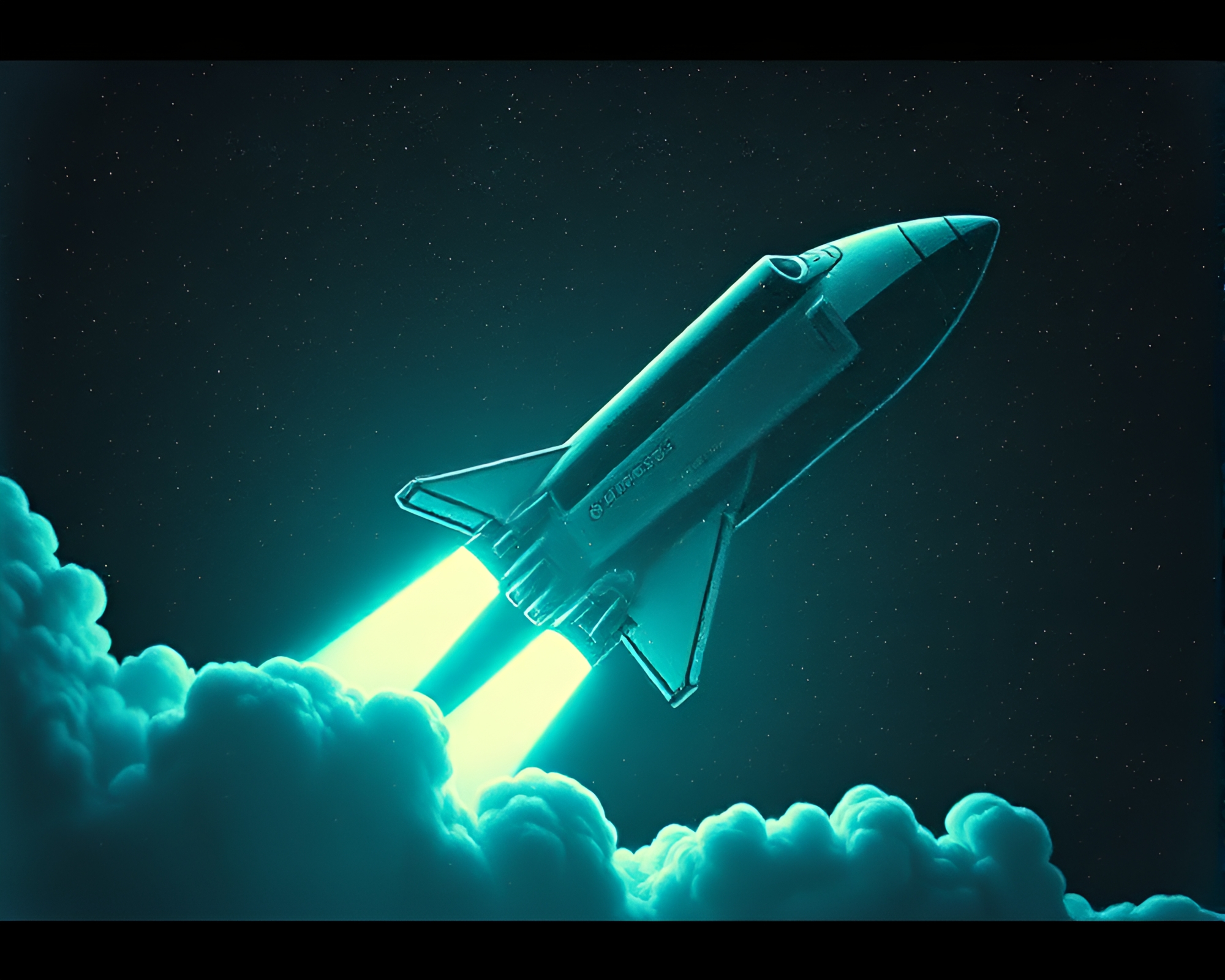 Grunge Stippled Space Shuttle in Dark Ambiance – free AI stock image