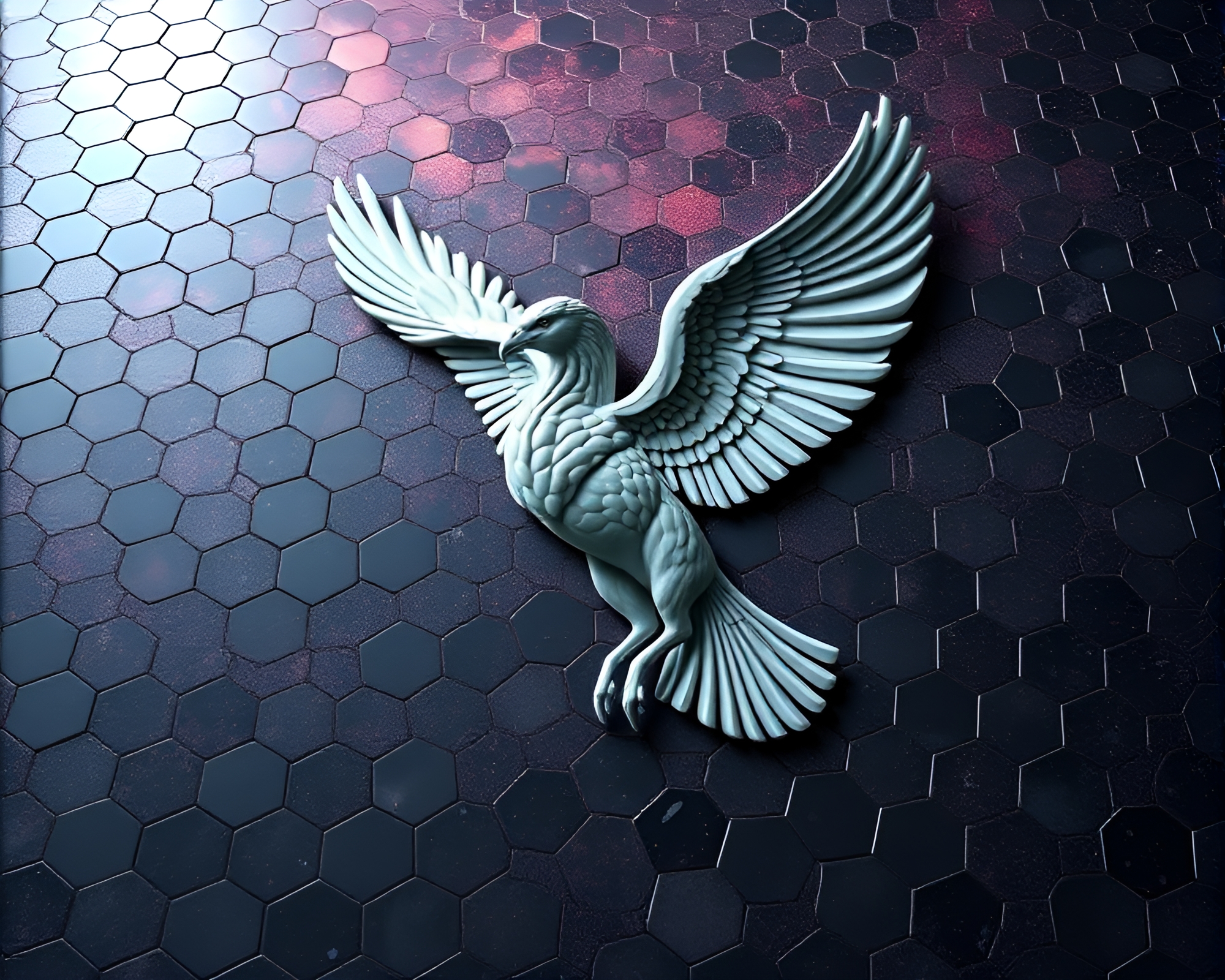 Pegasus Illuminated in Hexagonal Photogrammetry Scene – free AI stock image