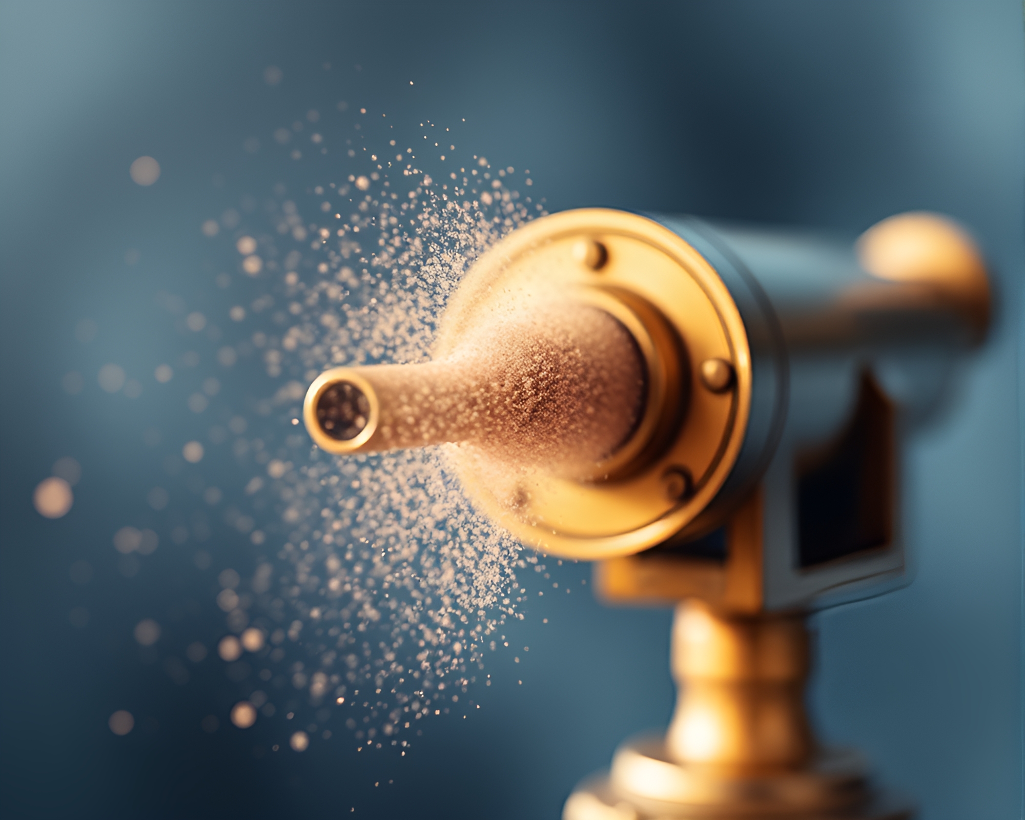 Dust Particles Surround Brass Telescope in Motion Blur – free AI stock image