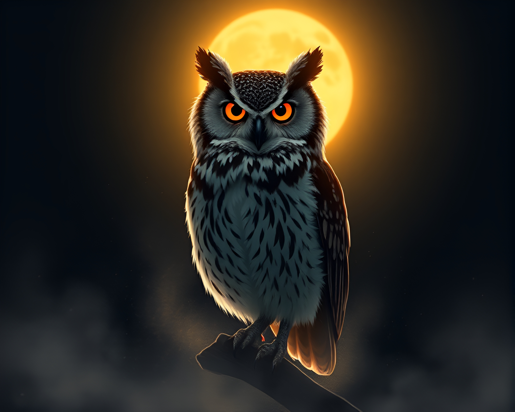 Mystical Owl Silhouette in Torchlight Dust – free AI stock image