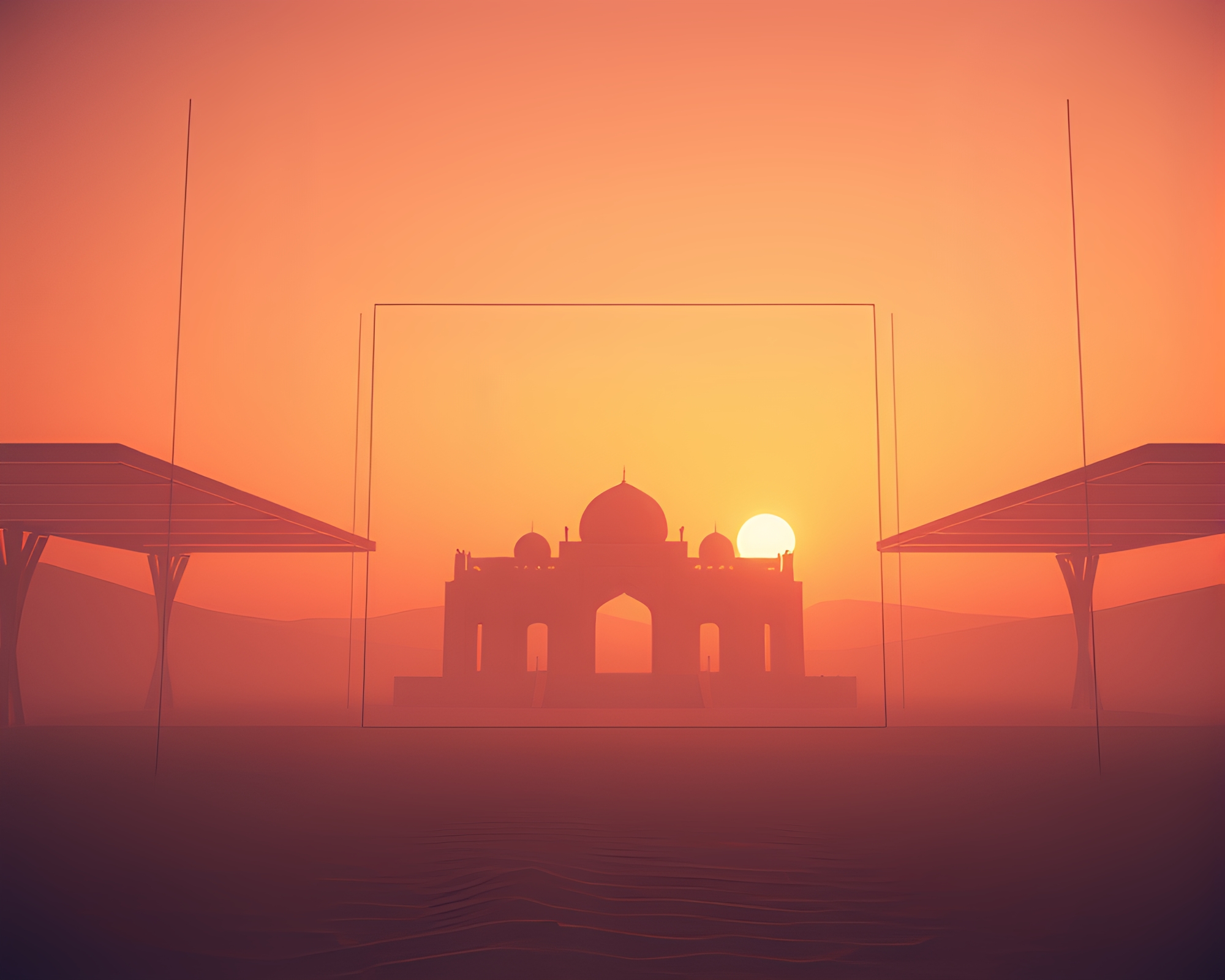 Digital Wireframe Desert Frame at Twilight – free AI stock image