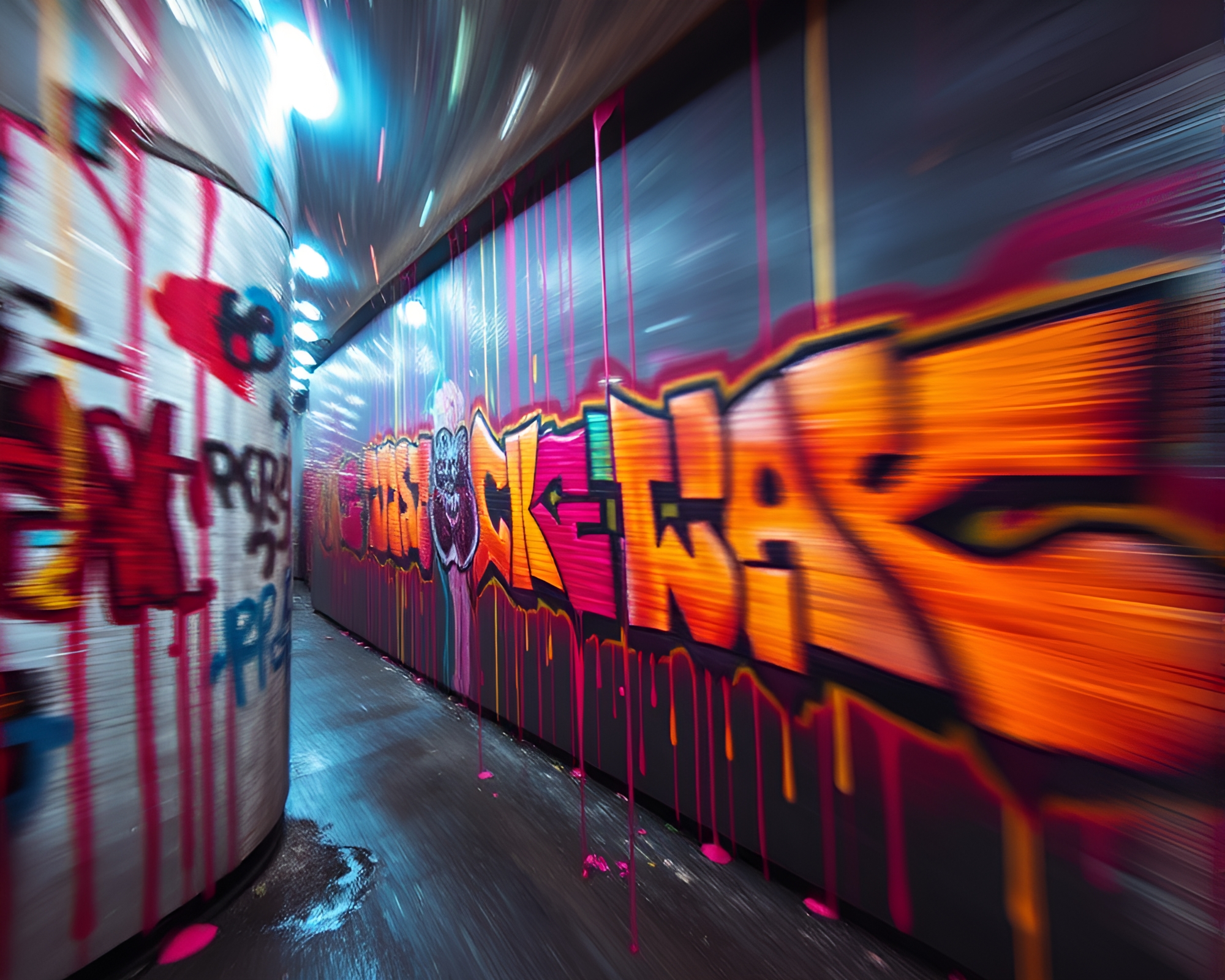 Psychedelic Graffiti Drips: Digital Bloom – free AI stock image