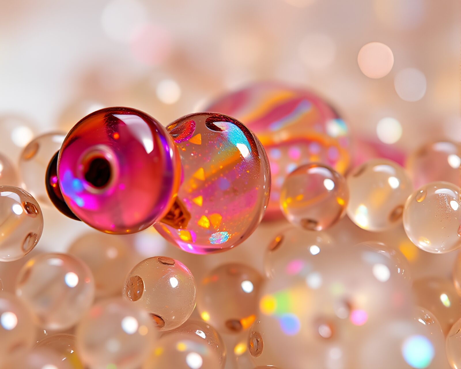 A mystical nymph surrounded by dewy glass beads