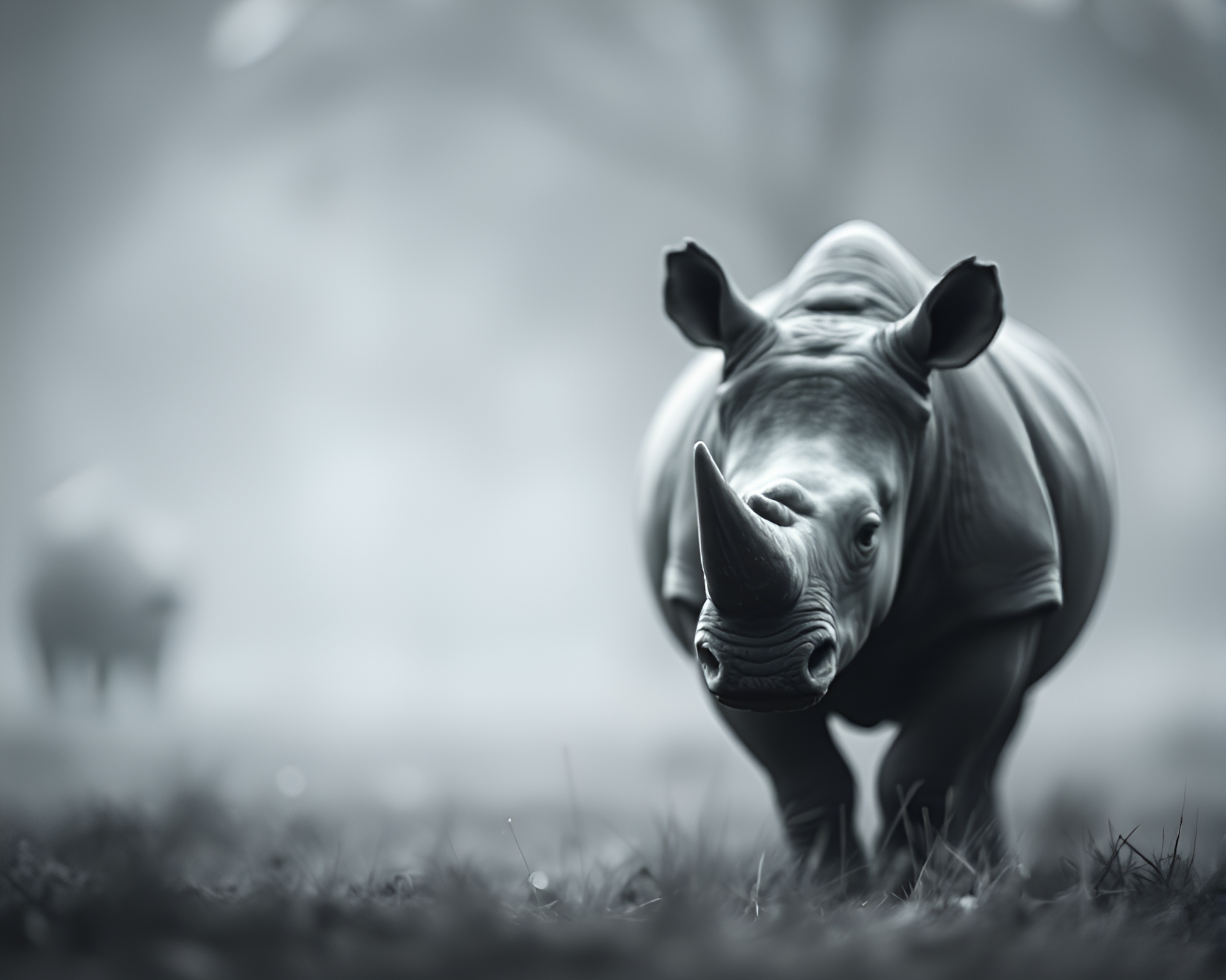Majestic Rhino Amid Chalk Bokeh – free AI stock image