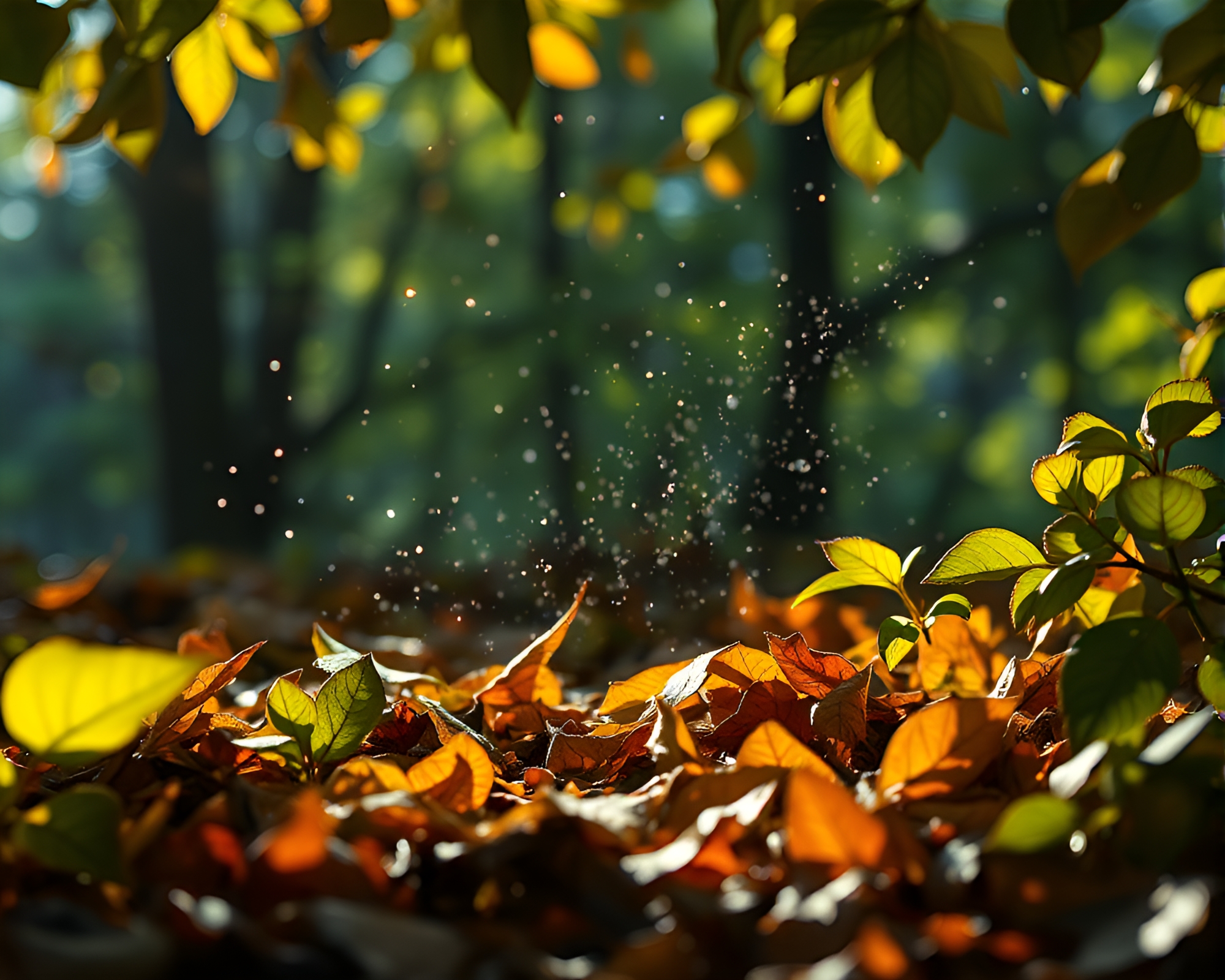 Enchanted Forest Cathedral: Leaf Litter Stained-Glass Marvel – free AI stock image