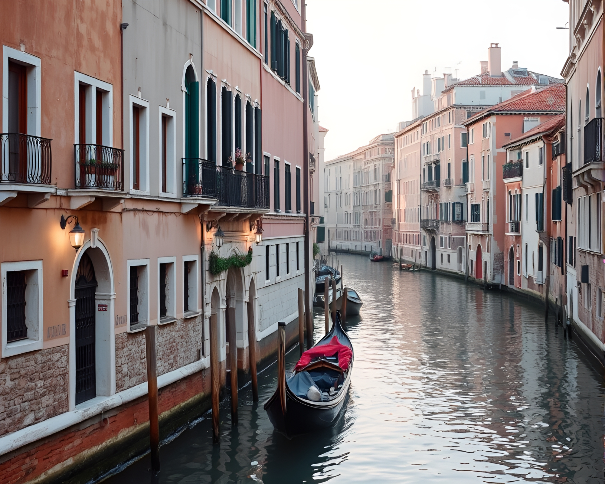 Venetian Canal with Silver Leaf Accents in Low Light – free AI stock image
