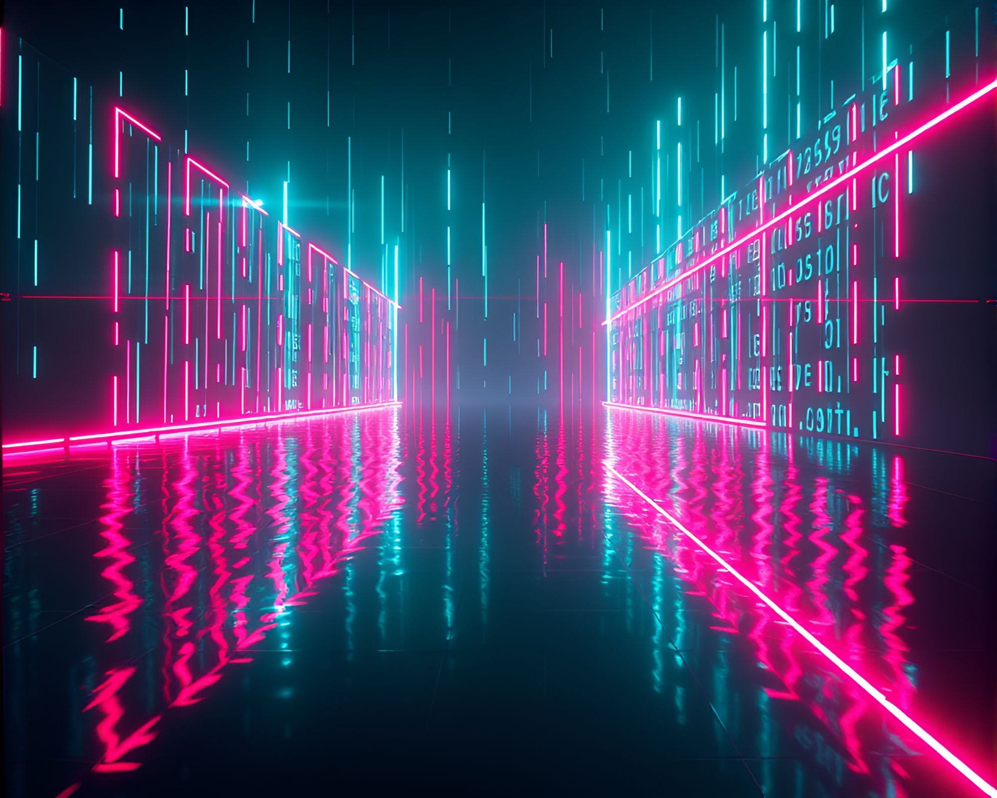 Voxel Binary Code Reflections – free AI stock image