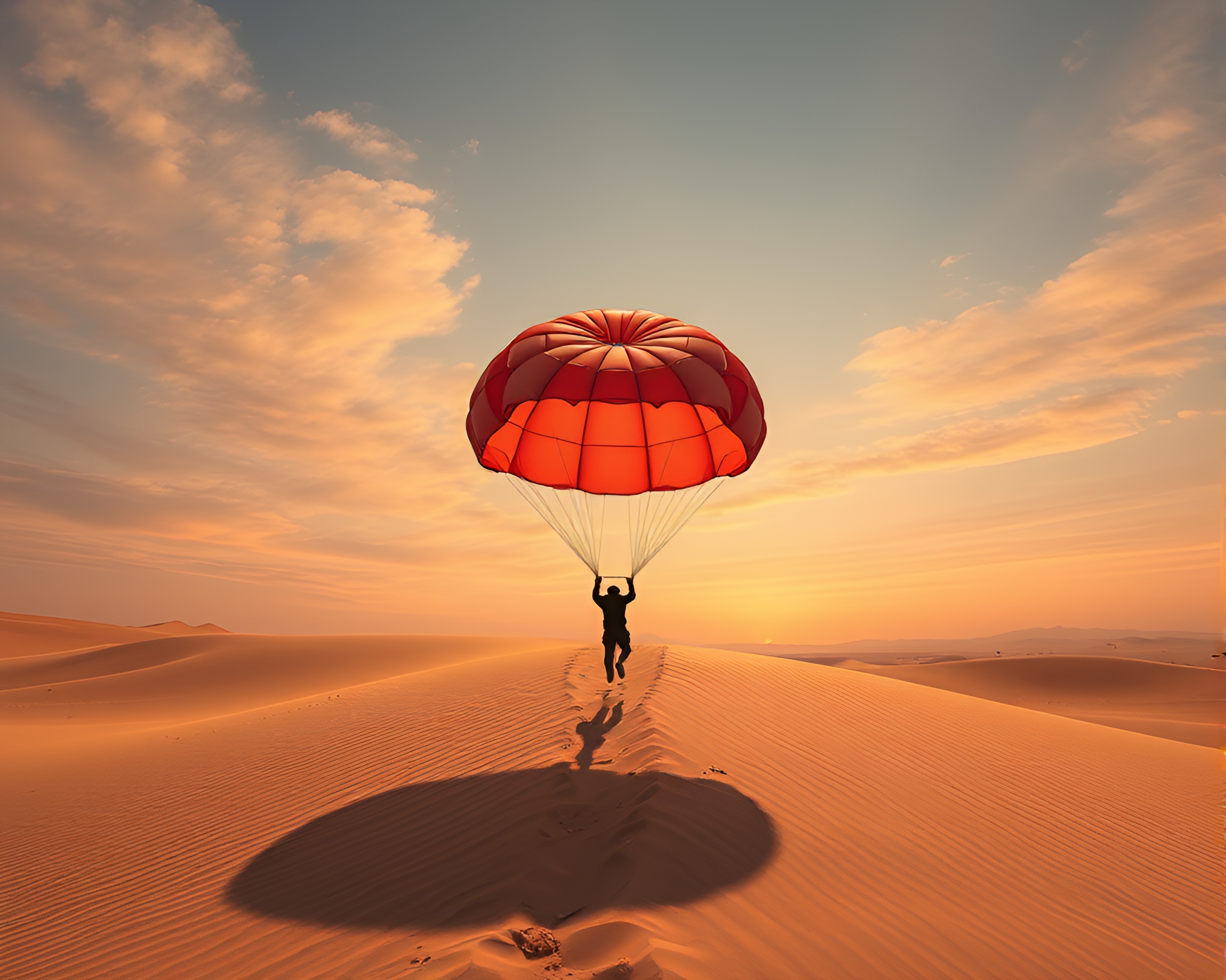 Desert Parachute Jumper: Backscatter Flare Adventure – free AI stock image