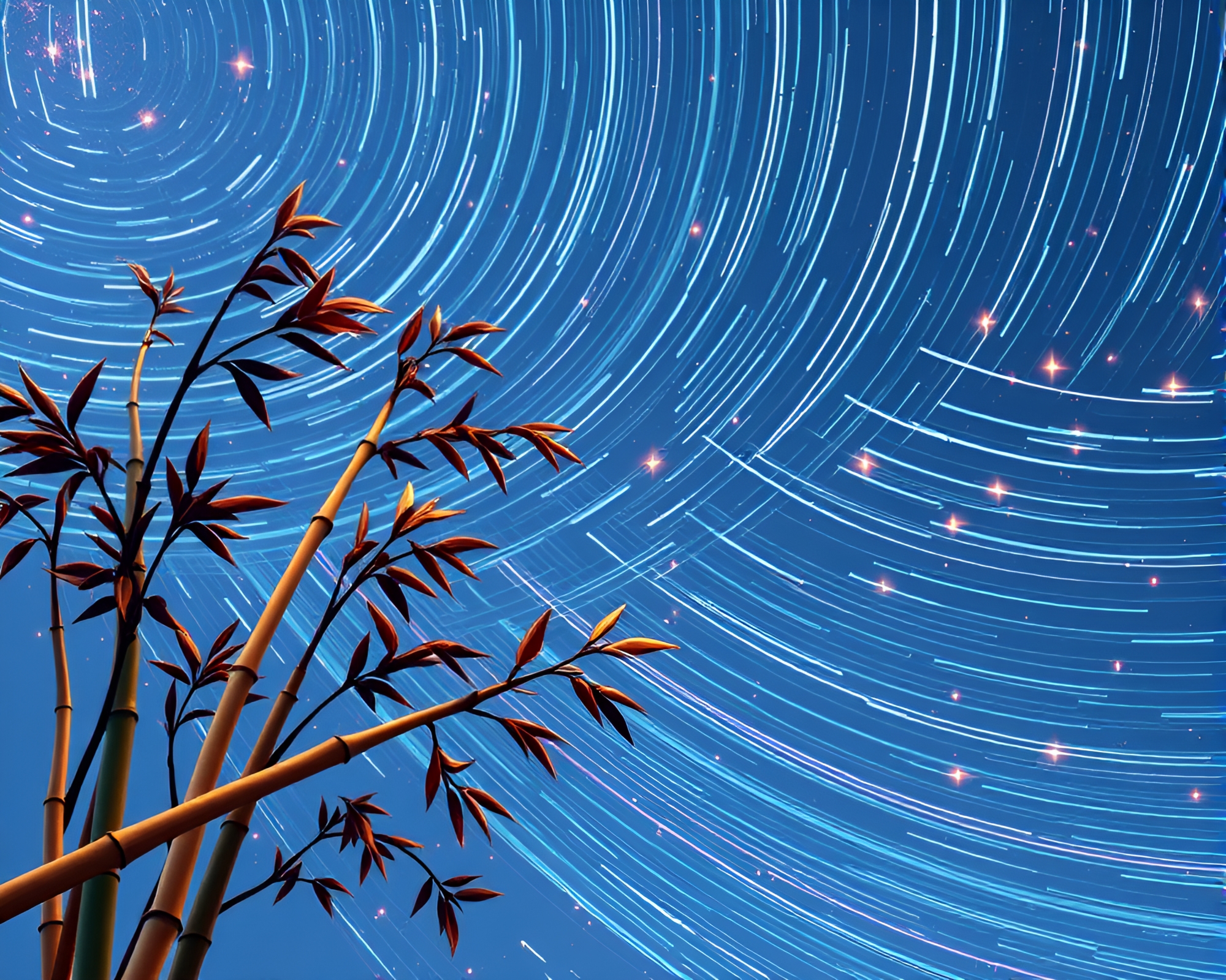 Voxel Star Trails Illuminate Bamboo Flute in Pastel Hues – free AI stock image