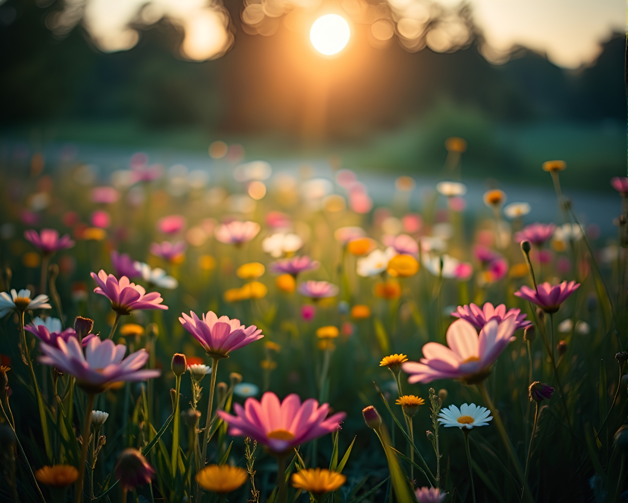 Enchanted Meadow Under Ethereal Torchlight – free AI stock image