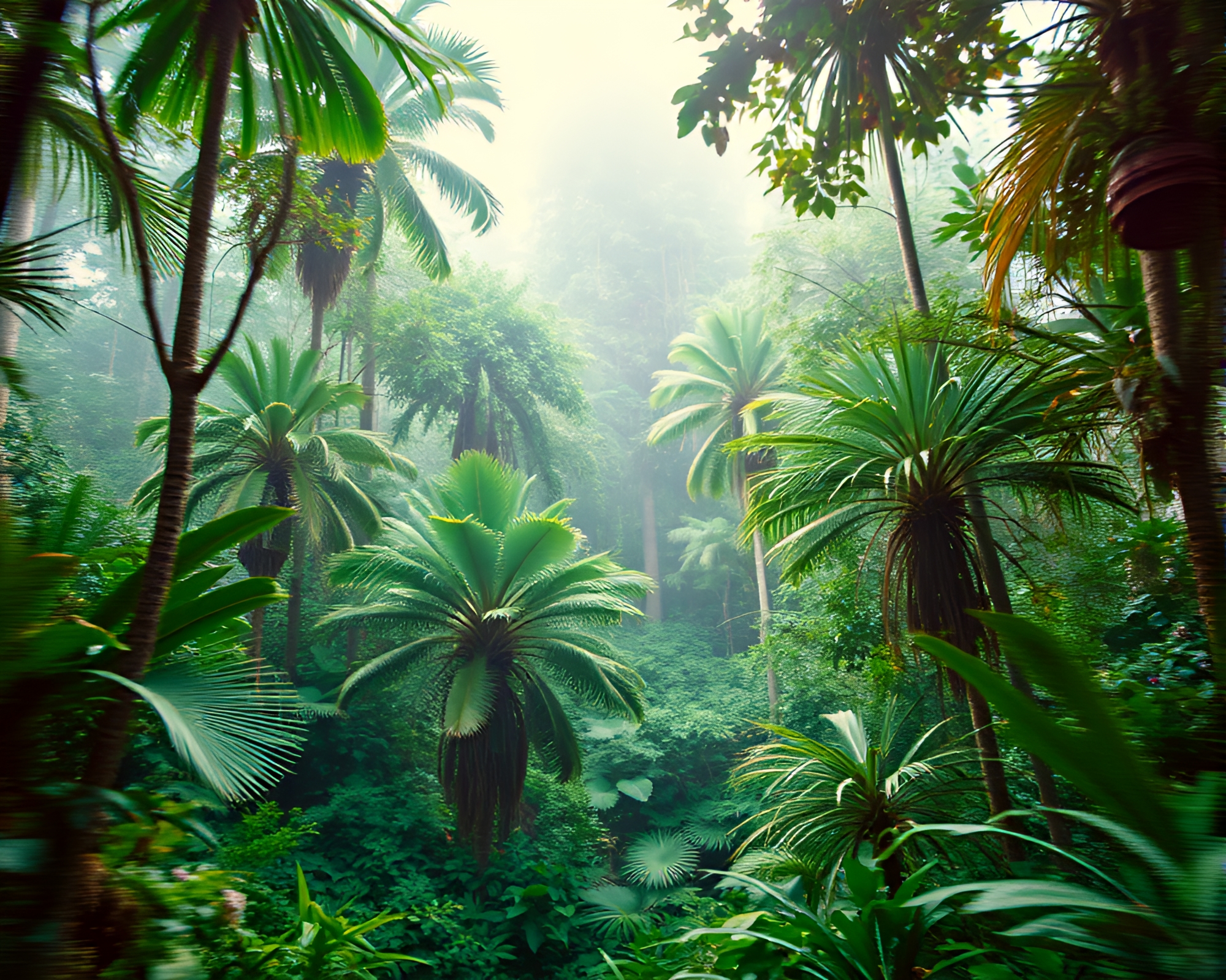 Surreal Jungle Telephoto Photography with Grain Overlay – free AI stock image
