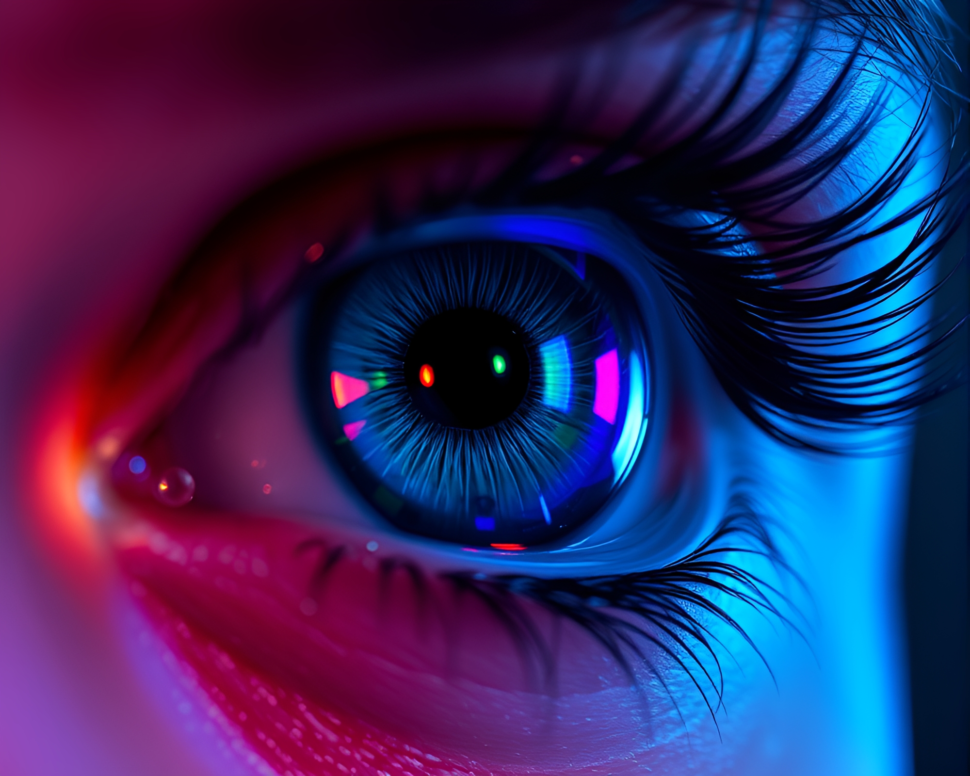 Cybernetic Eye Rainbow Refraction Graphic Novel Art – free AI stock image