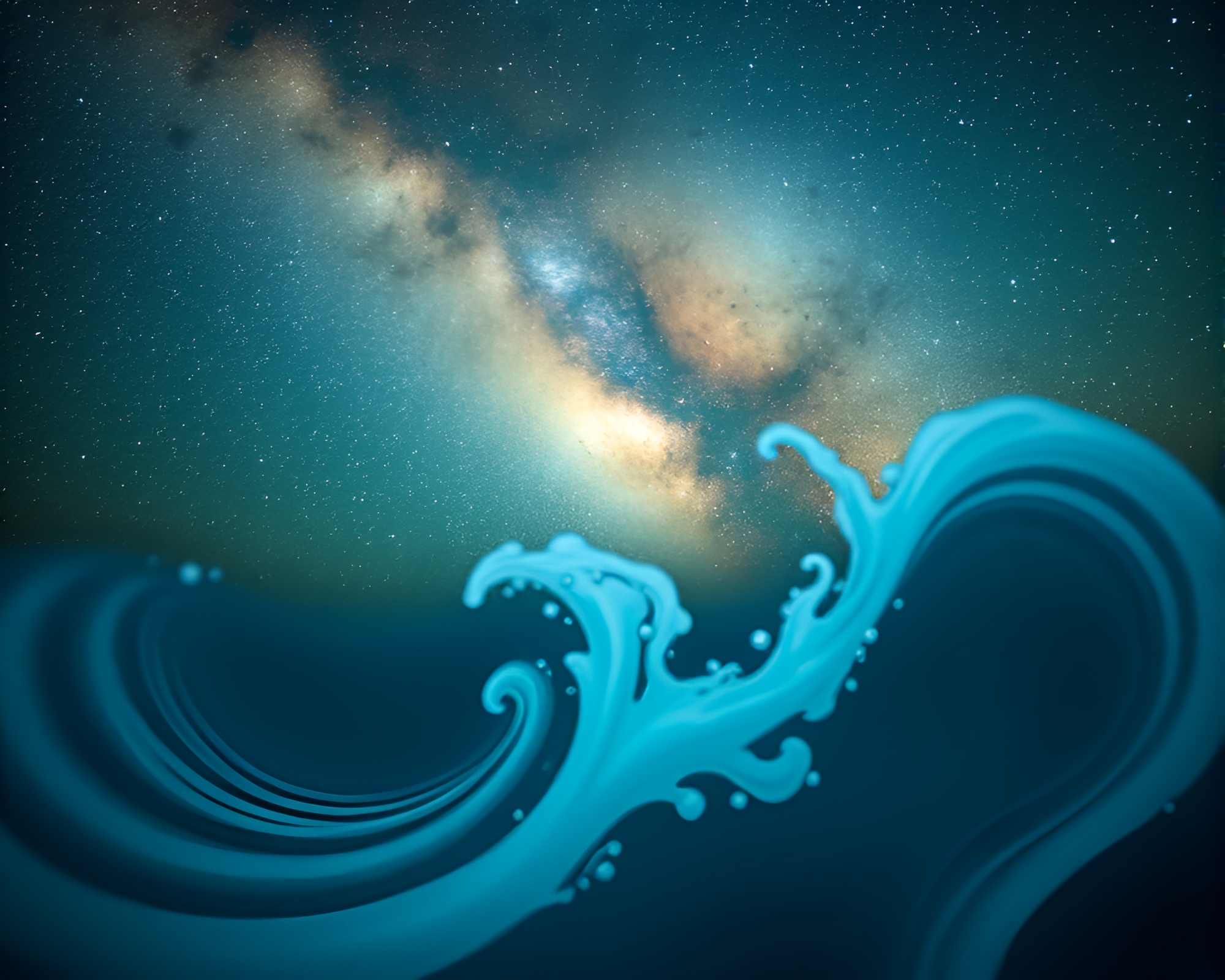 Submarine Voyage Through Milky Way Vignette – free AI stock image