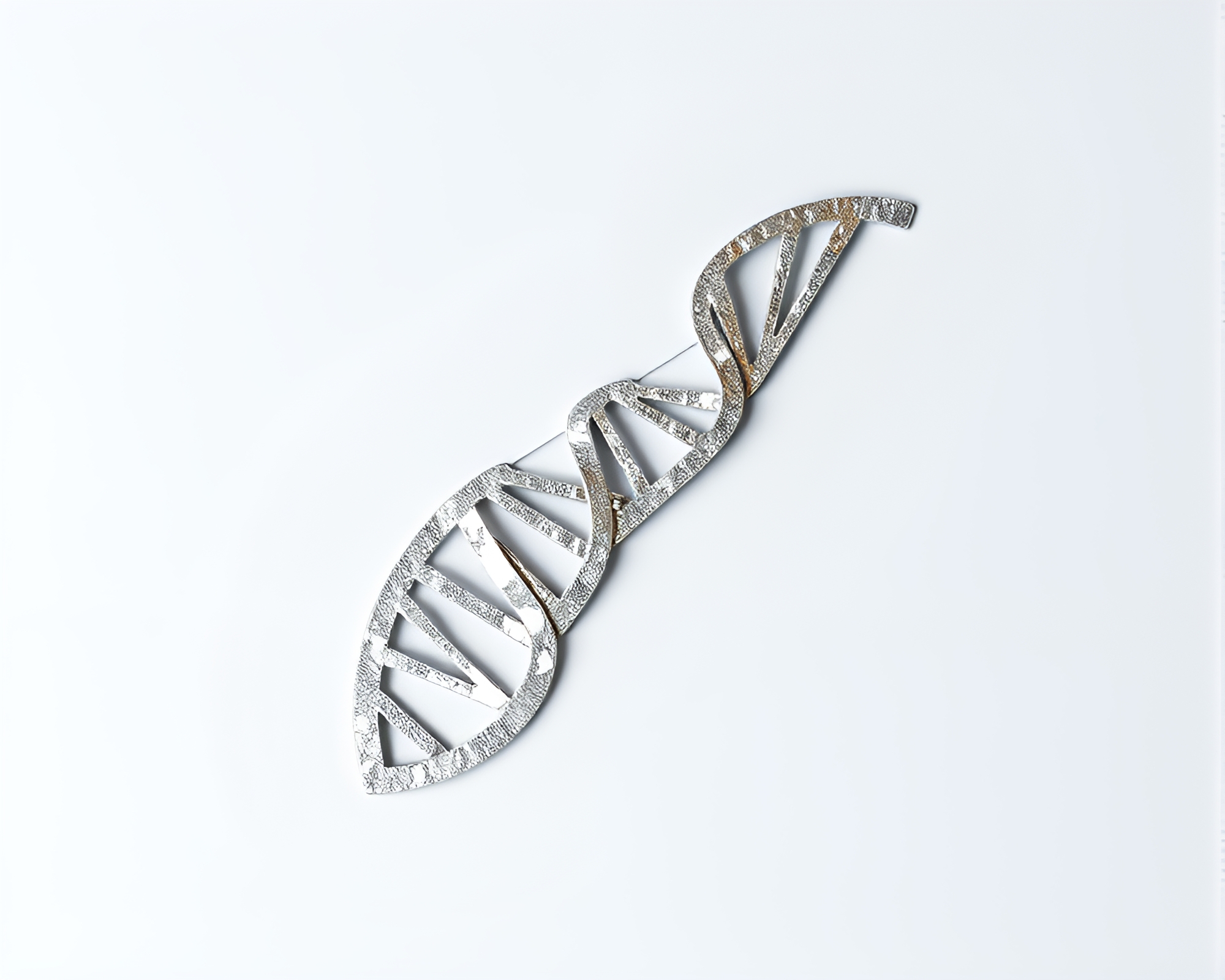 Intricate DNA Helix with Silver Leaf Accents – free AI stock image