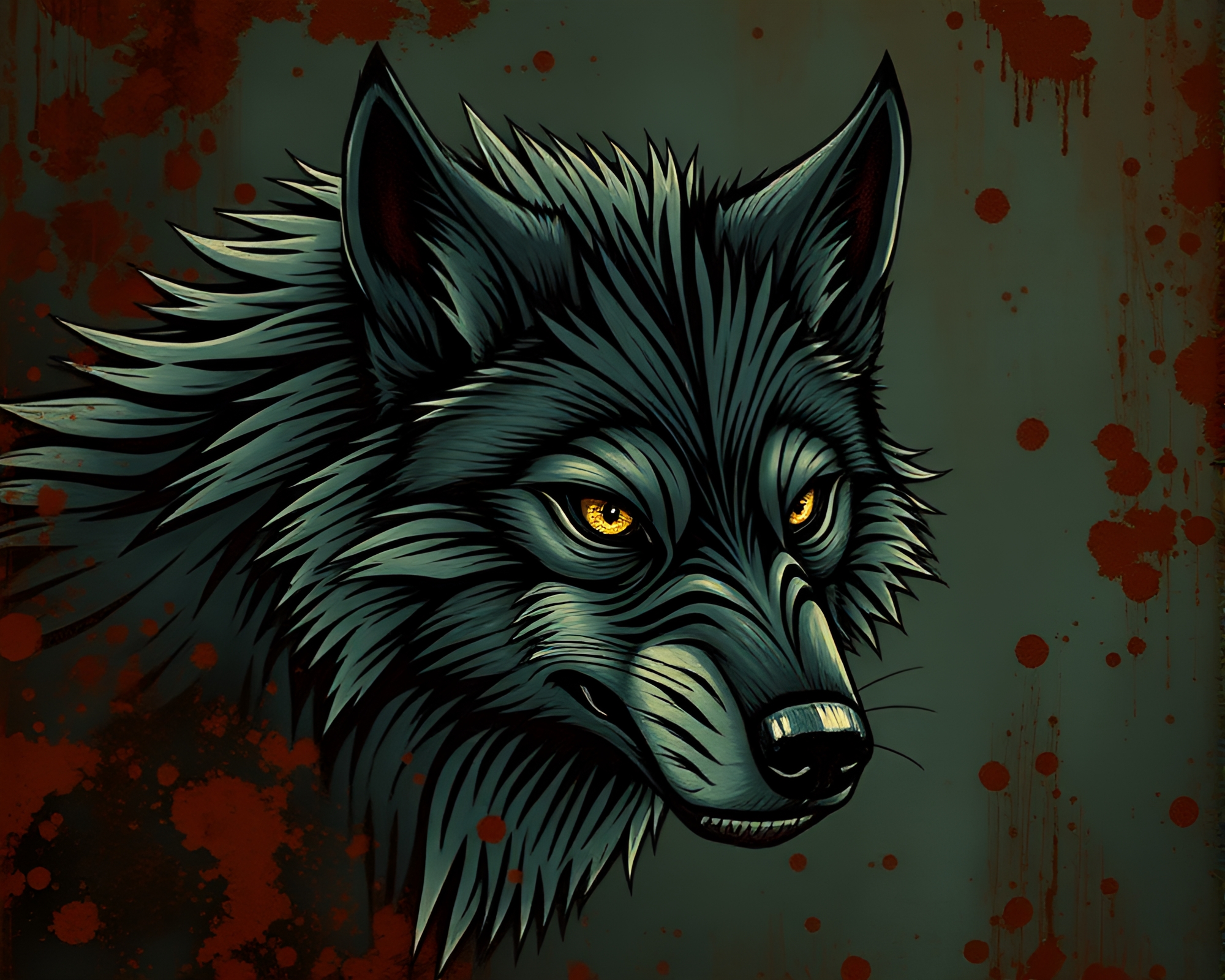 Ferocious Werewolf Surrounded by Vibrant Jewel-Toned Atmosphere – free AI stock image