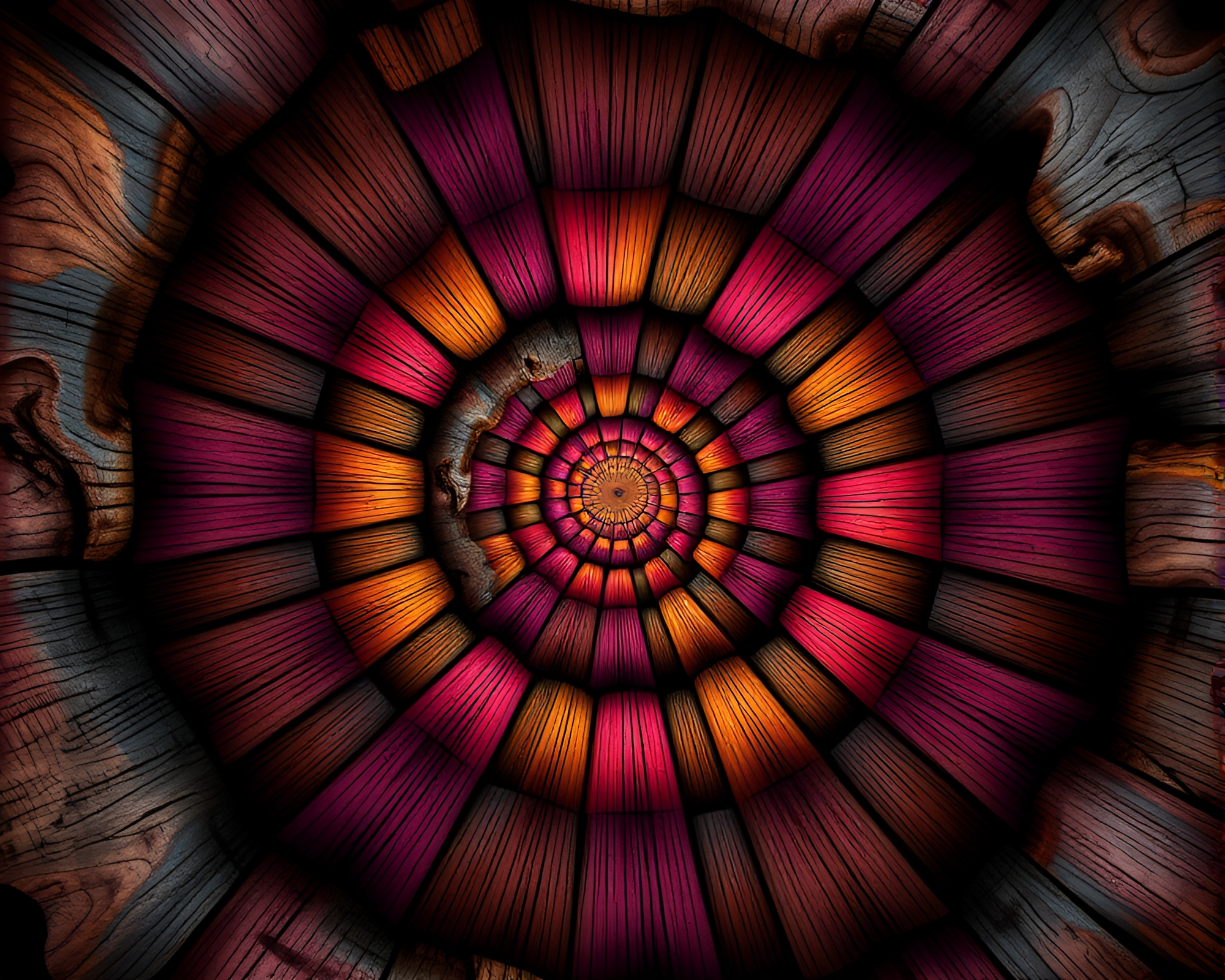 Fibonacci Spiral Rustic Cabin Op Art Starburst Visual – free AI stock image