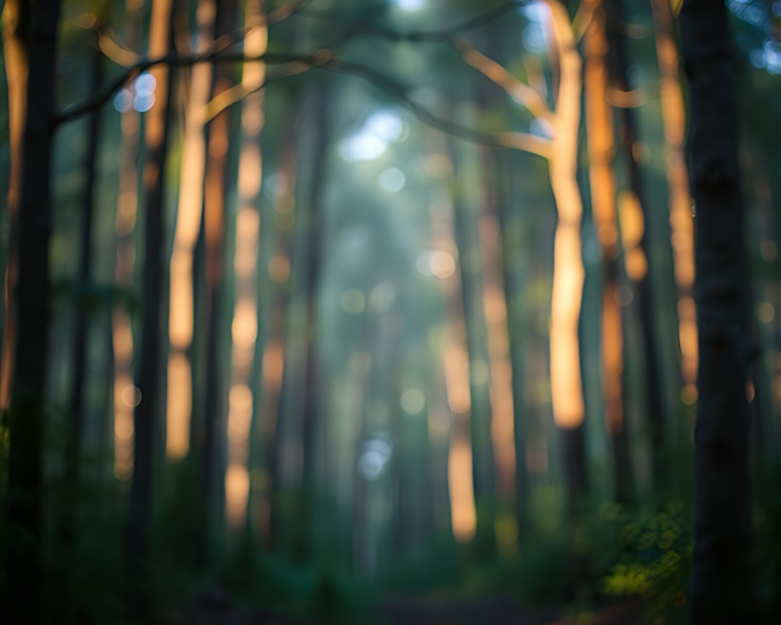 Miniature view of a shimmering metallic forest on textured paper