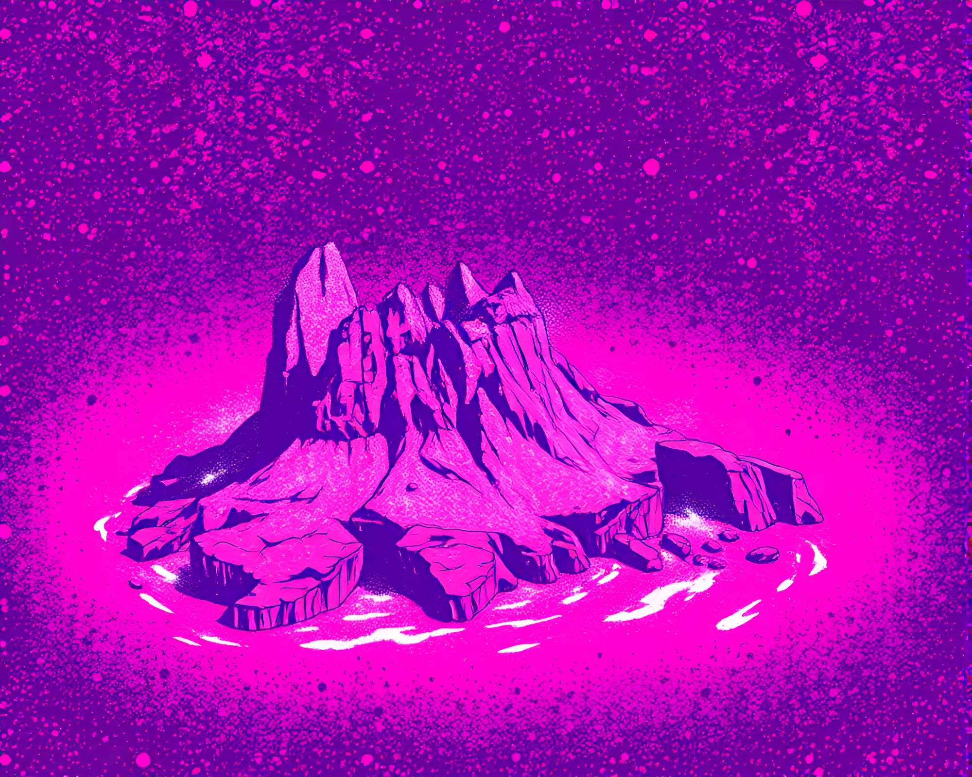 Magenta Island Retreat from High Above – free AI stock image