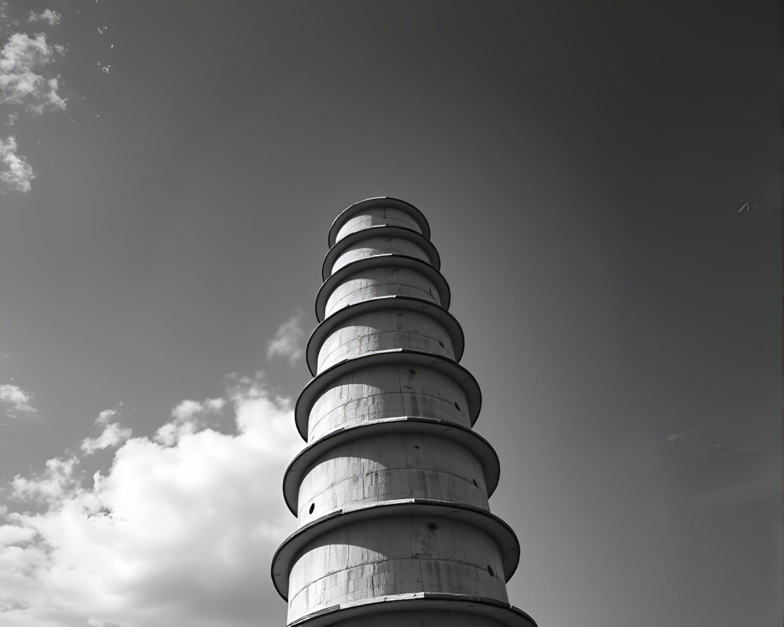 Ethereal tower spiraling in dim lighting artwork