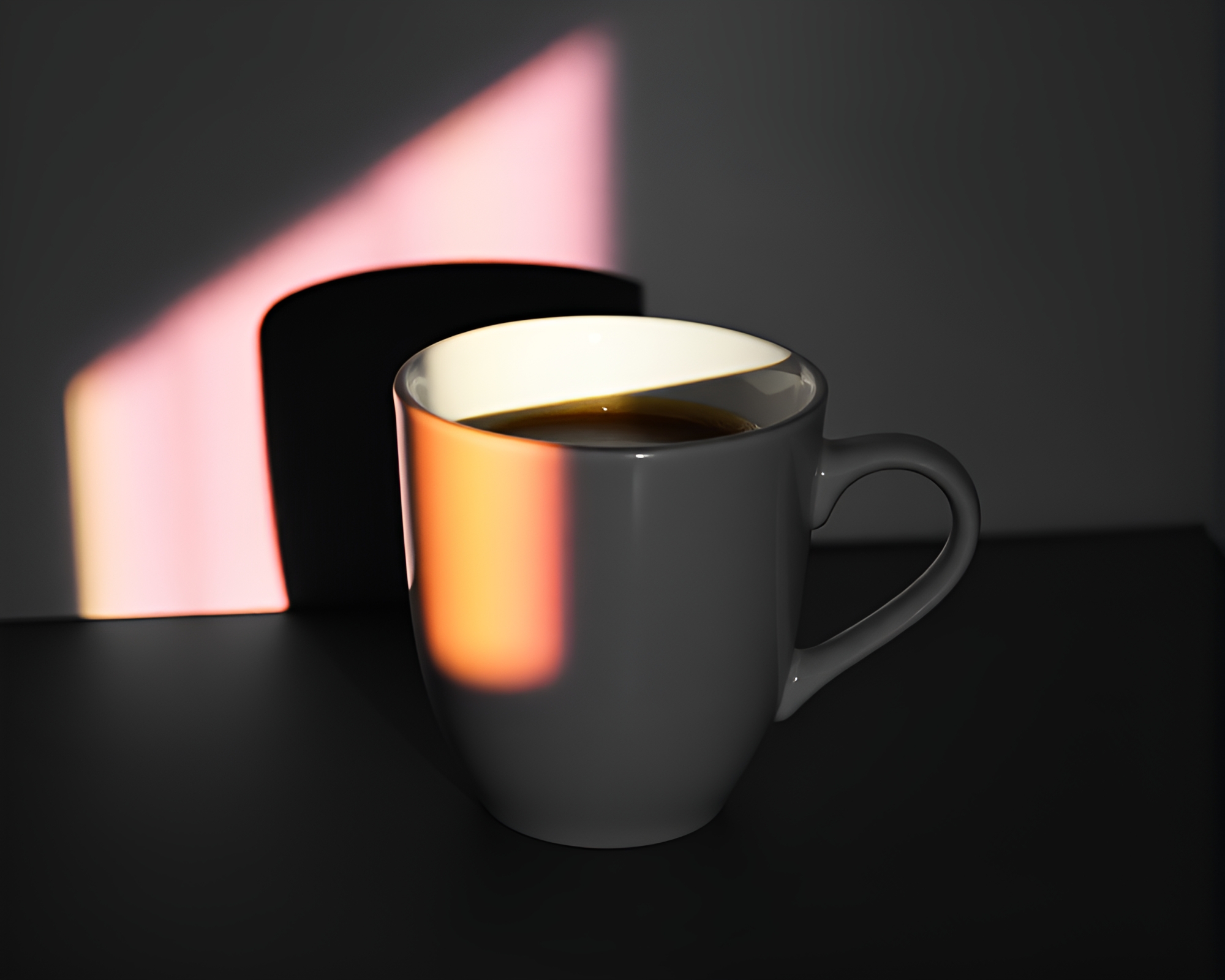 Cosmic Coffee Cup Shadow Play – free AI stock image