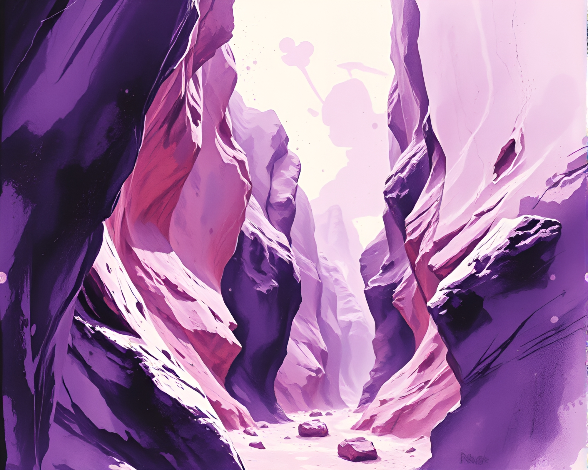 Eroded Canyon in Ephemeral Ink Splashes – free AI stock image