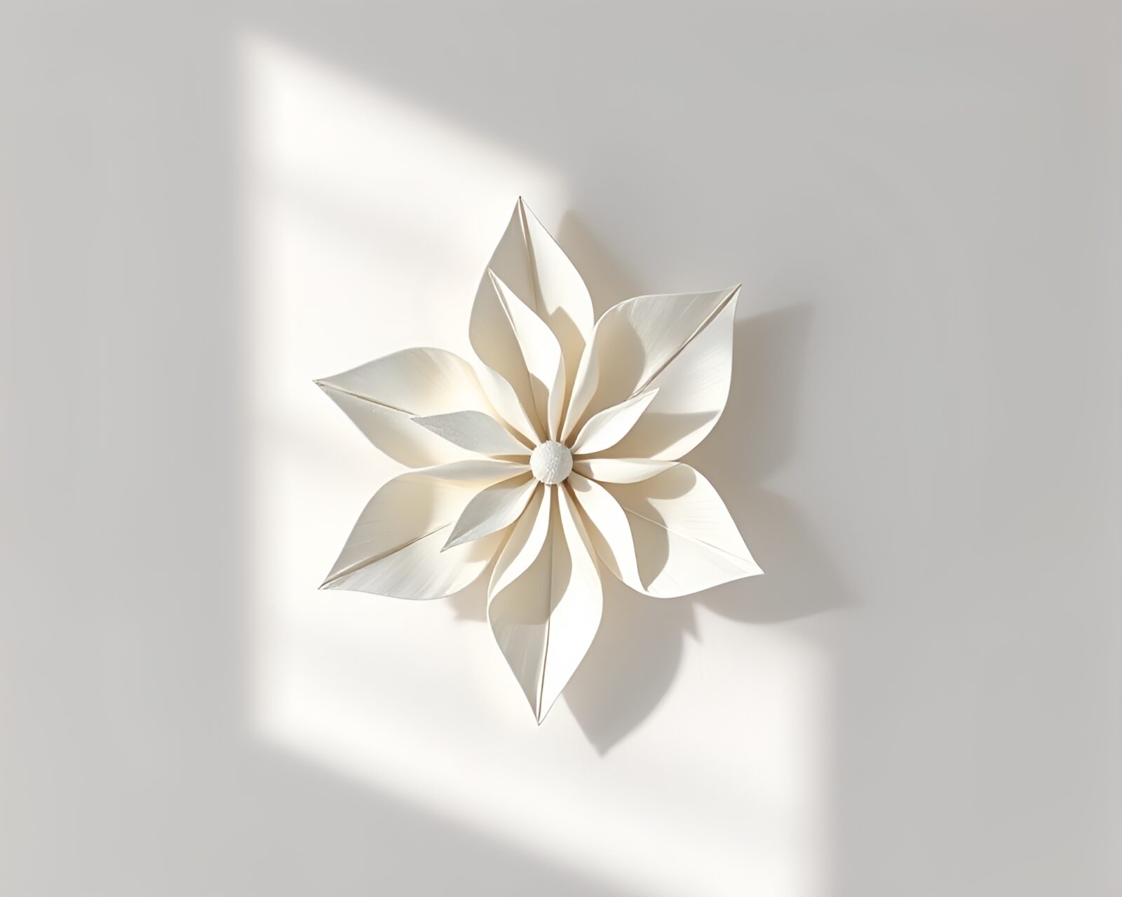 Beautiful ivory white mood with crosshatch shading origami flower