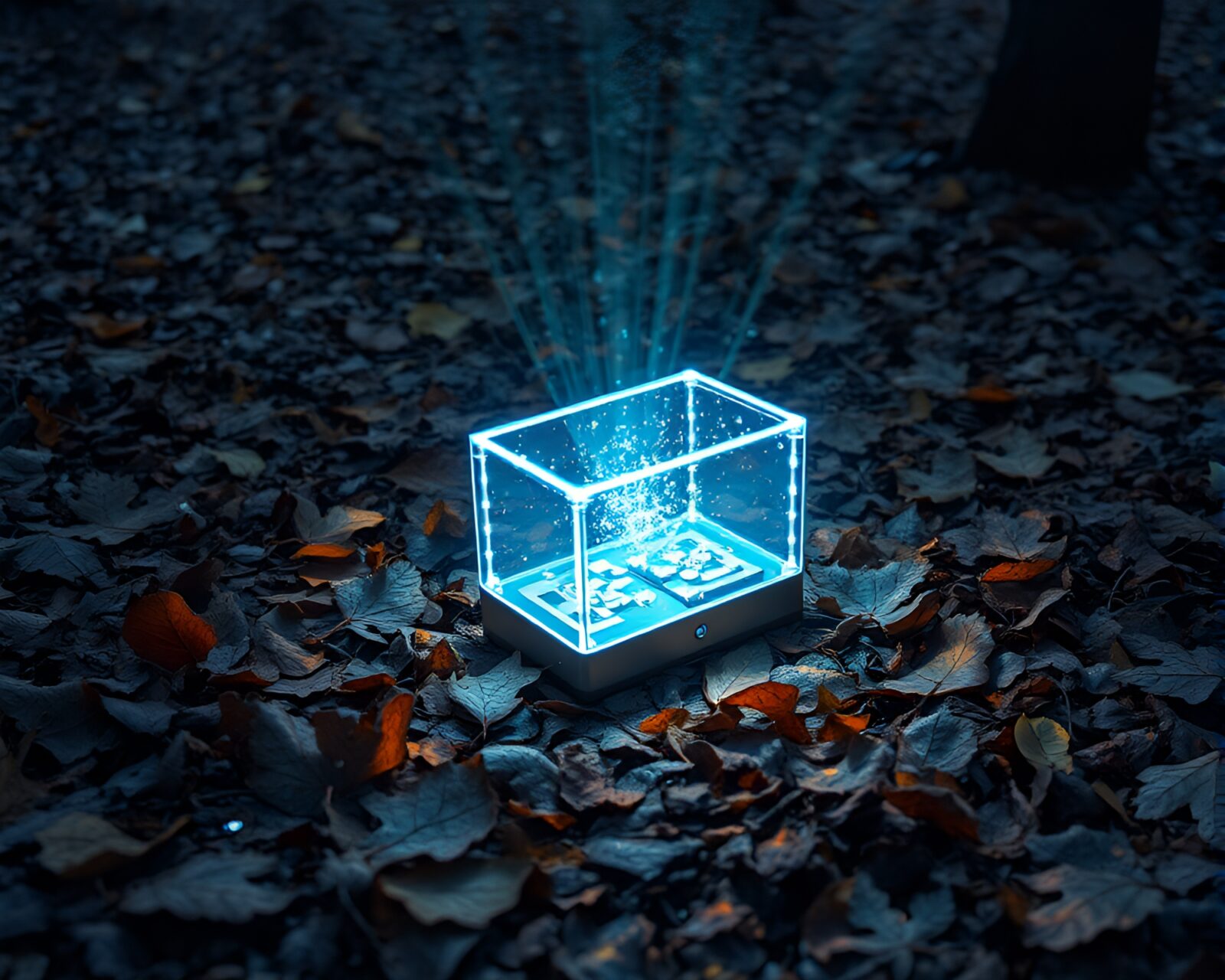 Futuristic foliage mixed with high-tech icy blue lighting