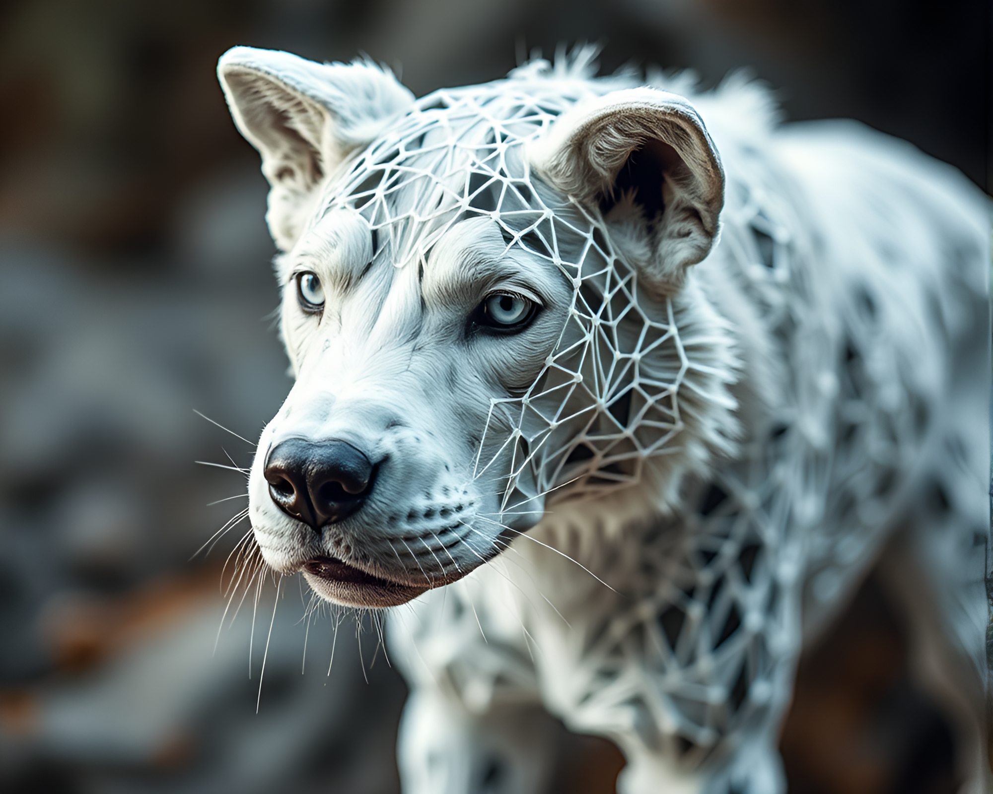 Cerberus Trio in Ivory White GAN Artwork – free AI stock image