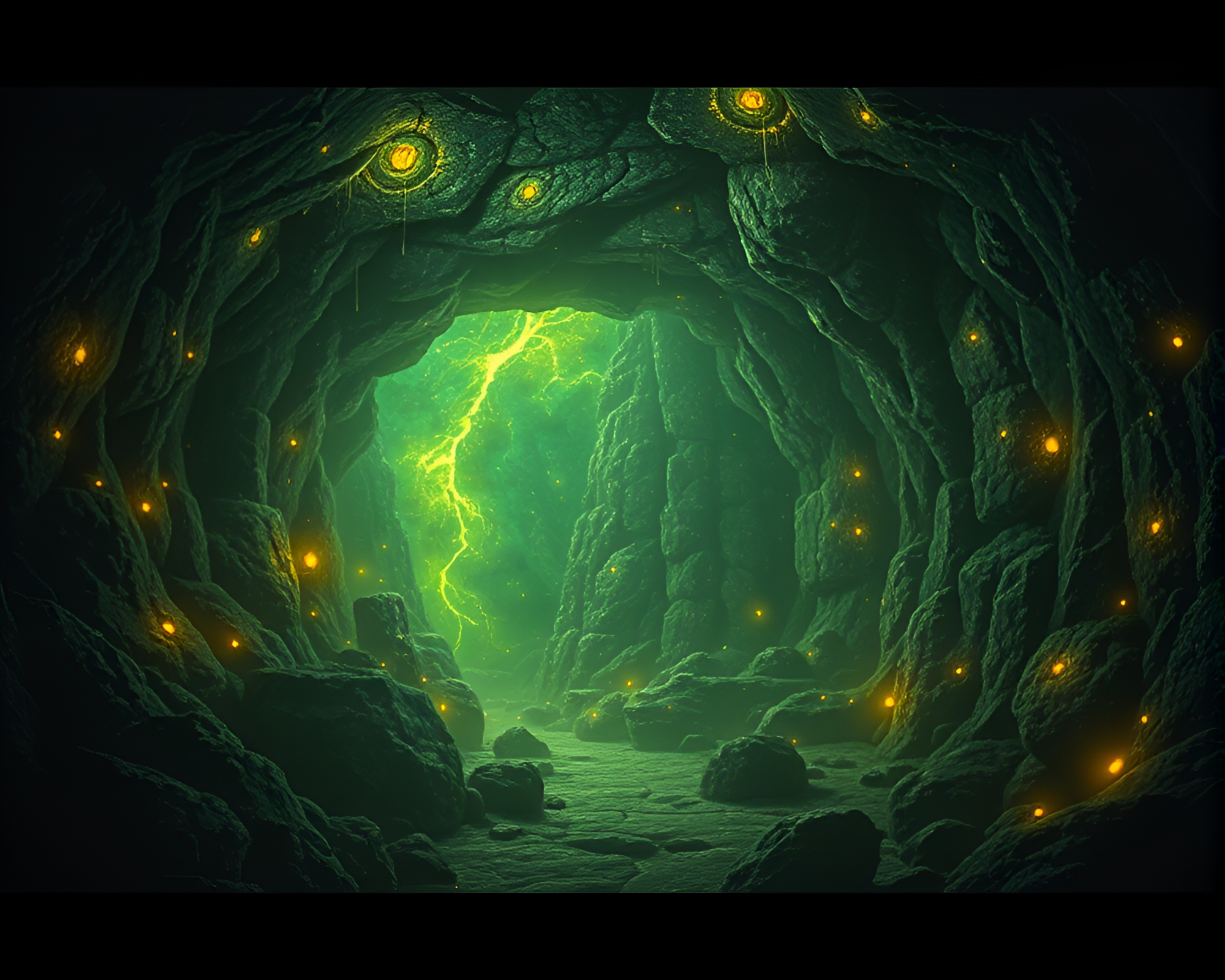 Ethereal Parallel Universe with Dungeon Torchlight and Mildew Spots – free AI stock image