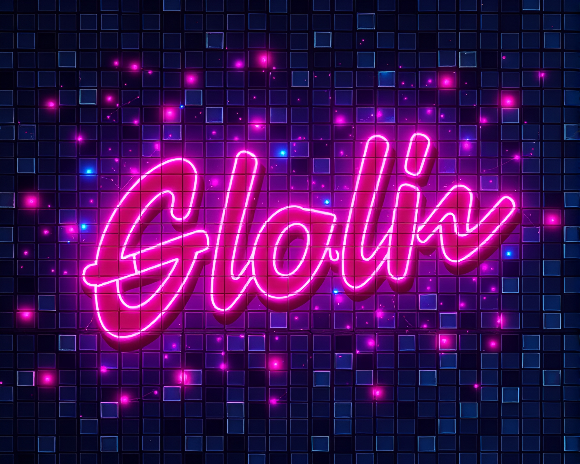 Neon Graffiti Concept Art: Digital Bloom Mosaic – free AI stock image