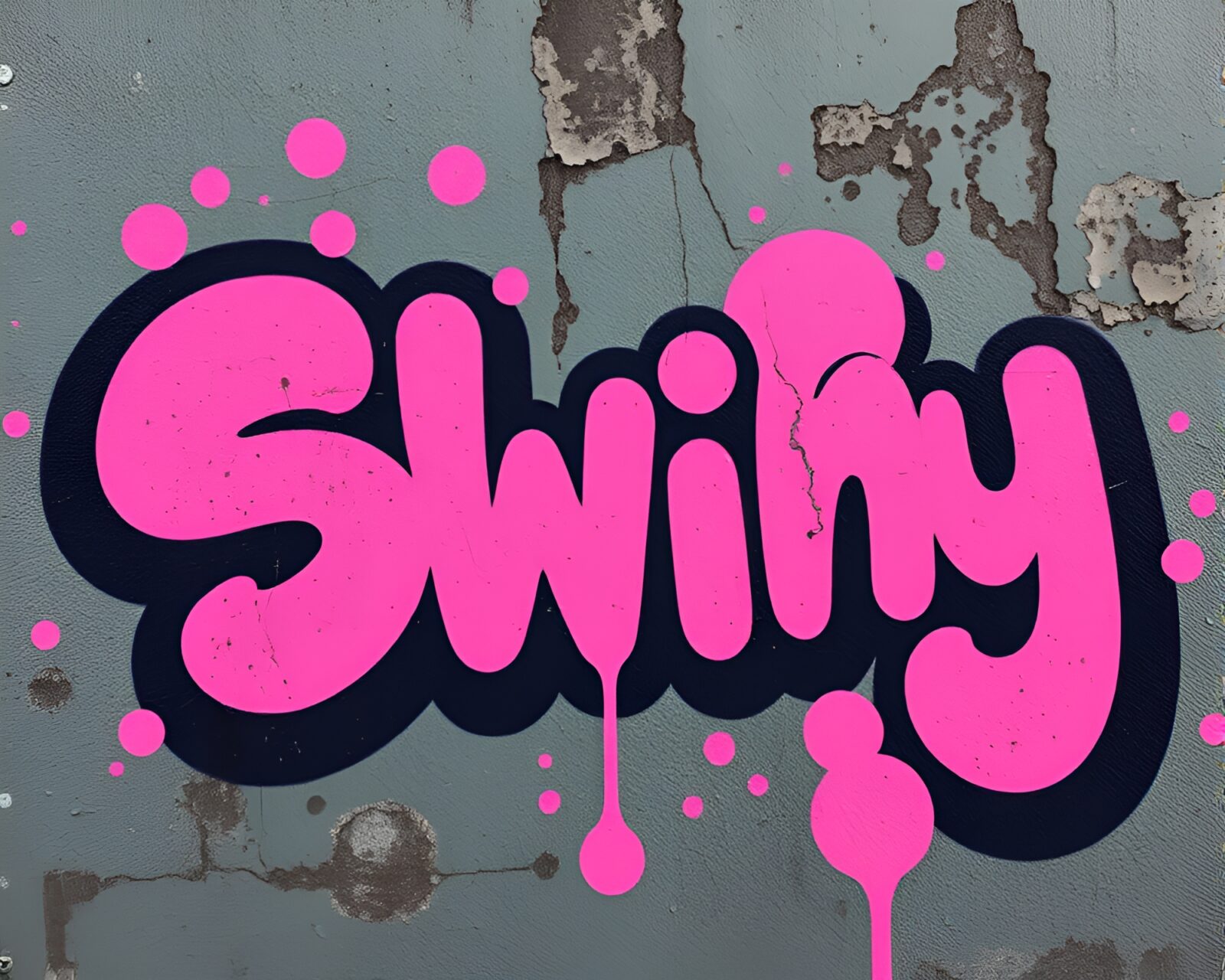 Soft-colored graffiti in hot spring with mildew patches