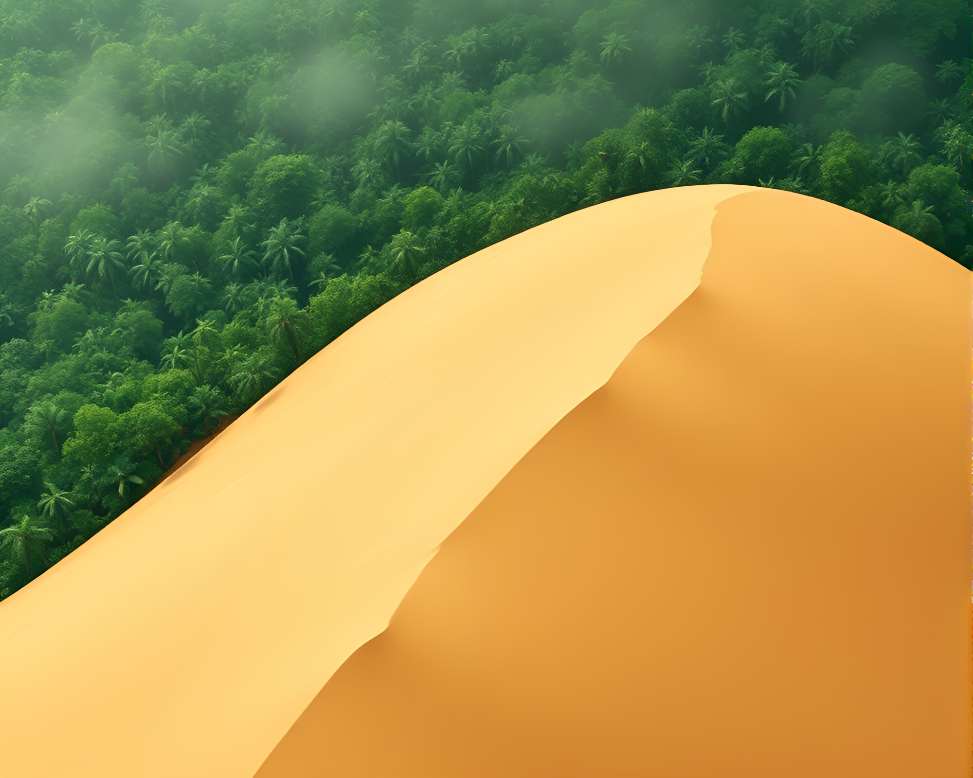 Sand Dune Oasis in Rainforest Green Haze – free AI stock image