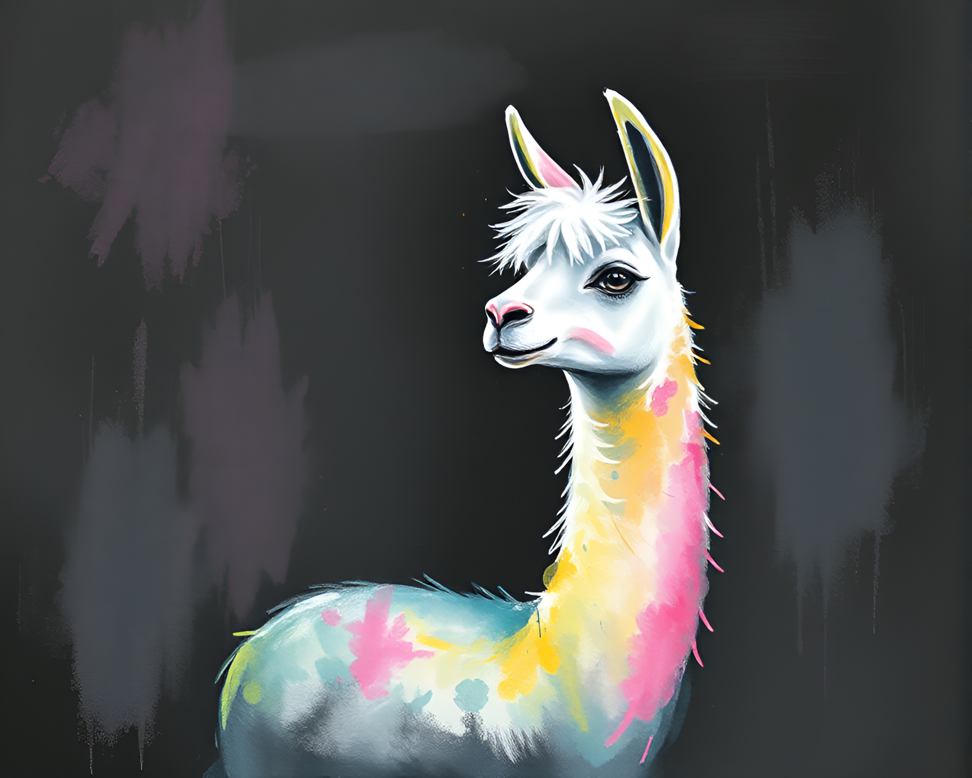 Llama Dreamland: Pastel Chalkboard Fantasy – free AI stock image