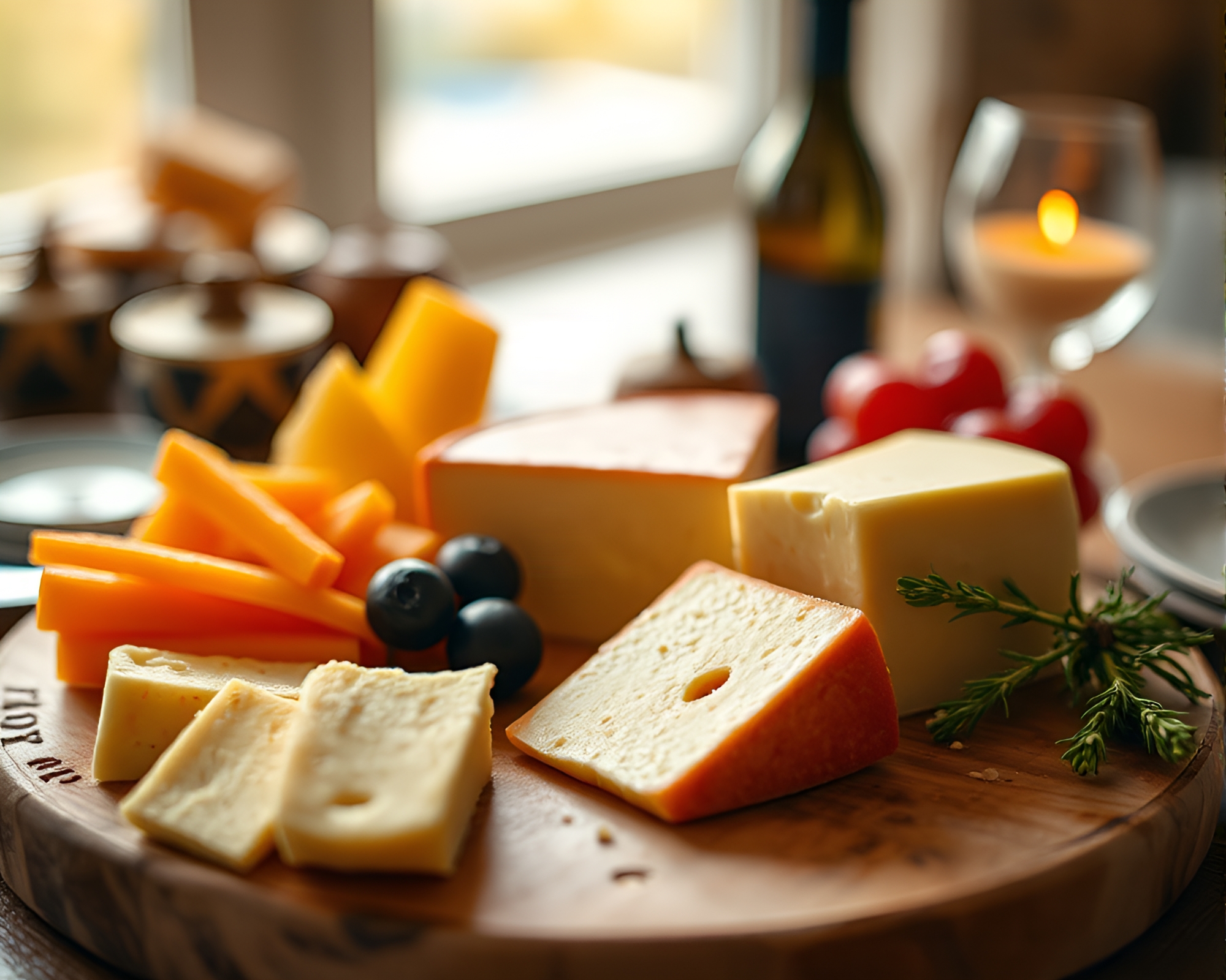 Surreal Cheese Platter Vignette in Cross-Processed Lighting – free AI stock image