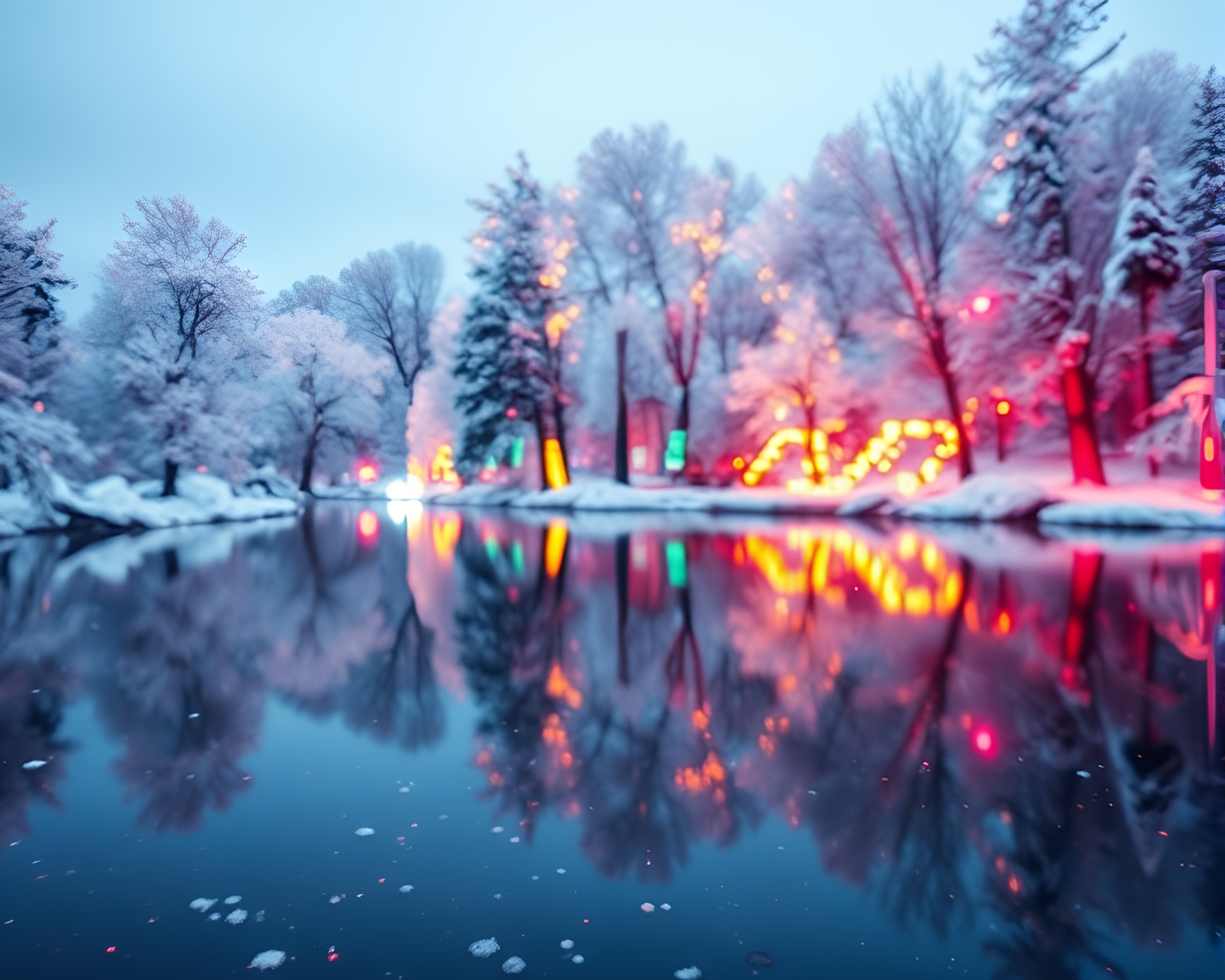 Winter Wonderland Double Reflection Glitch Art – free AI stock image