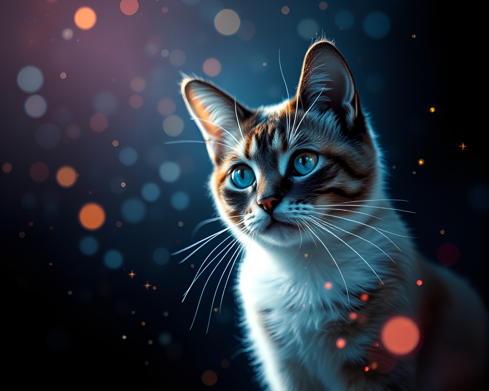 Schrodinger’s Cat in Pixelated Stardust Universe – free AI stock image