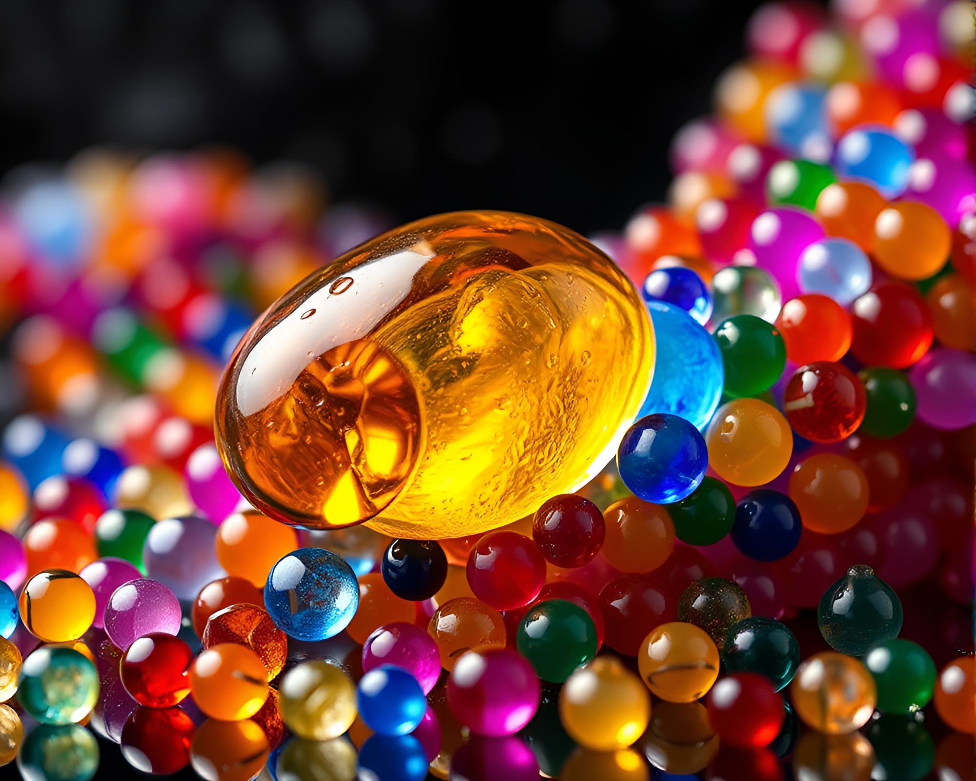 Mind Palace Illuminated in Triadic Hues Through Wet Glass Beads – free AI stock image