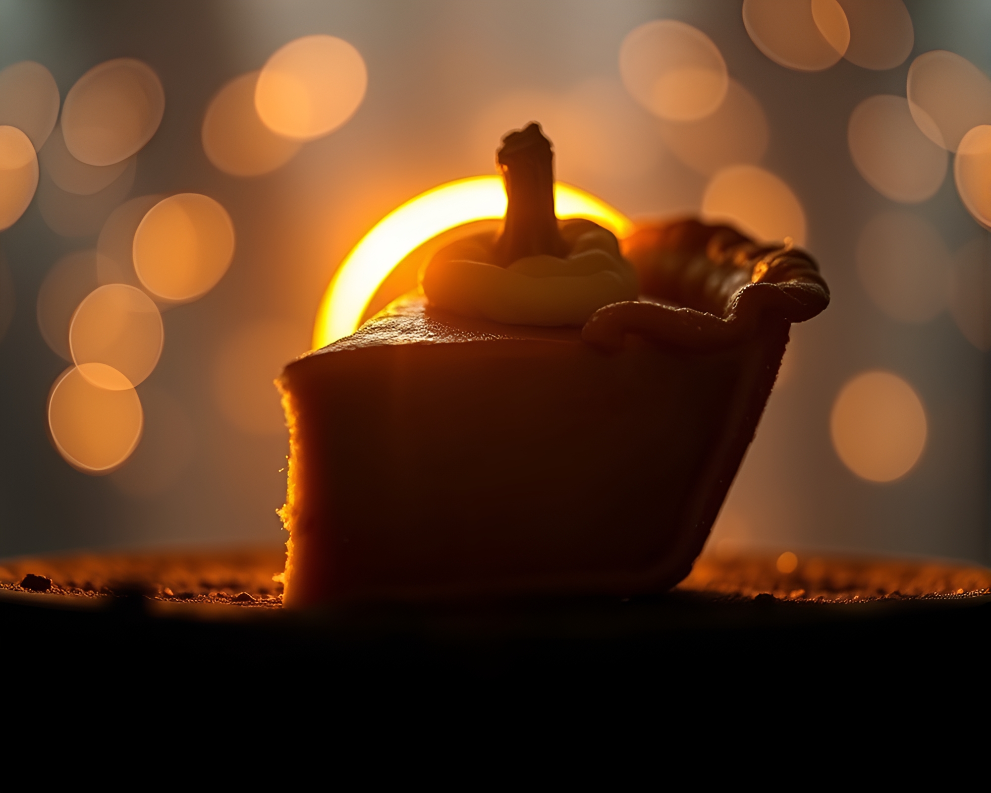 Glowing Pumpkin Pie Eclipse with Gold Foil Accents – free AI stock image