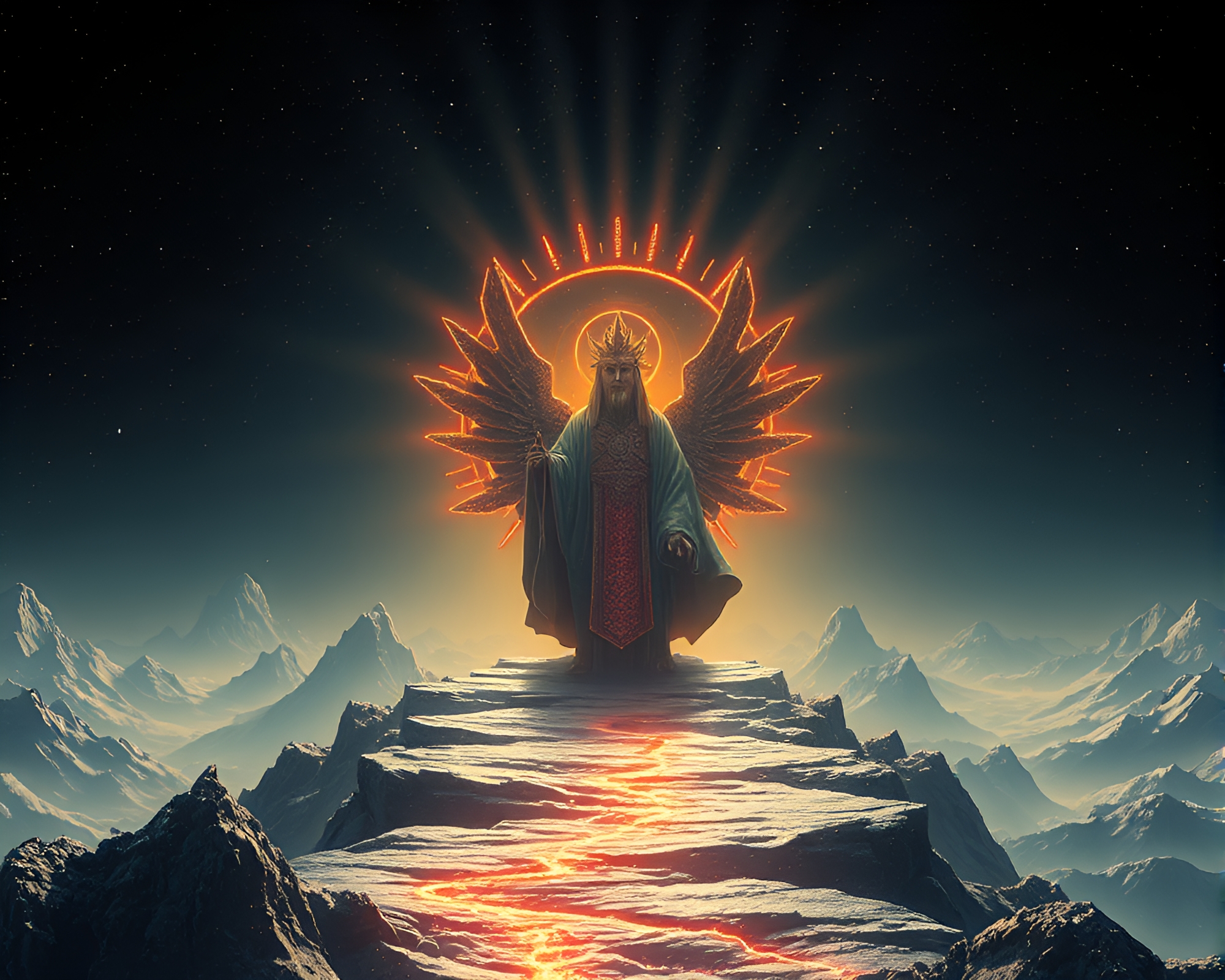 Plateau God Rays: Dotted Matrix of Light – free AI stock image