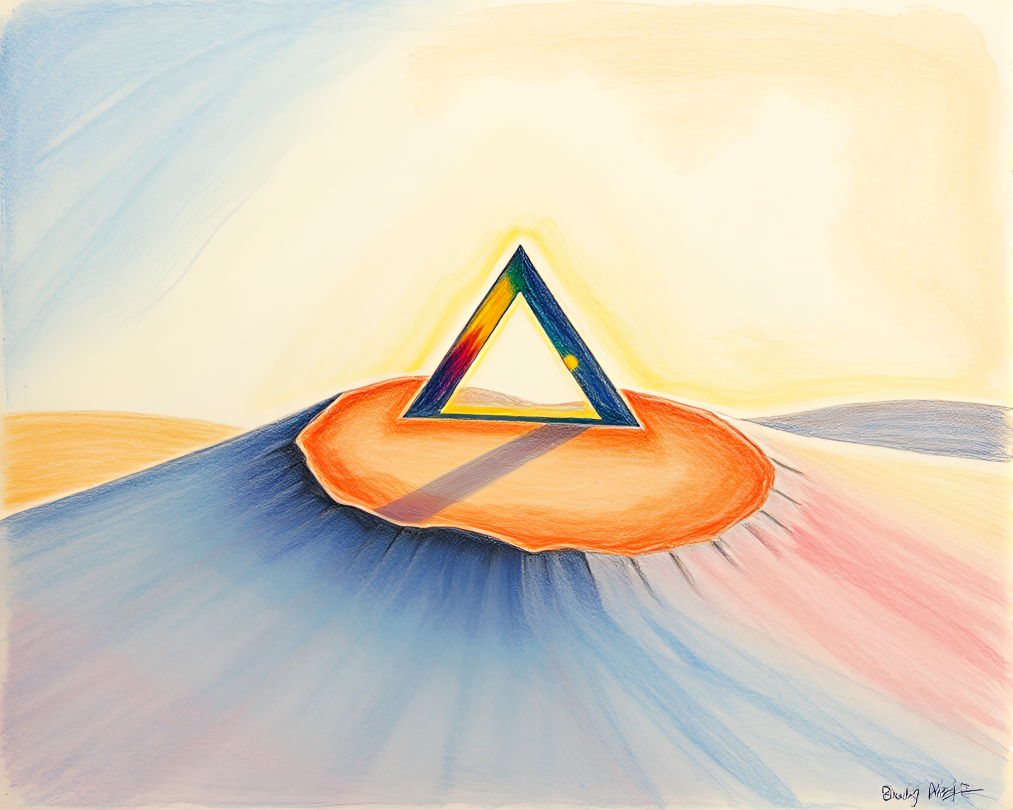 Surreal Sand Dune Prism Refraction Conté Drawing – free AI stock image