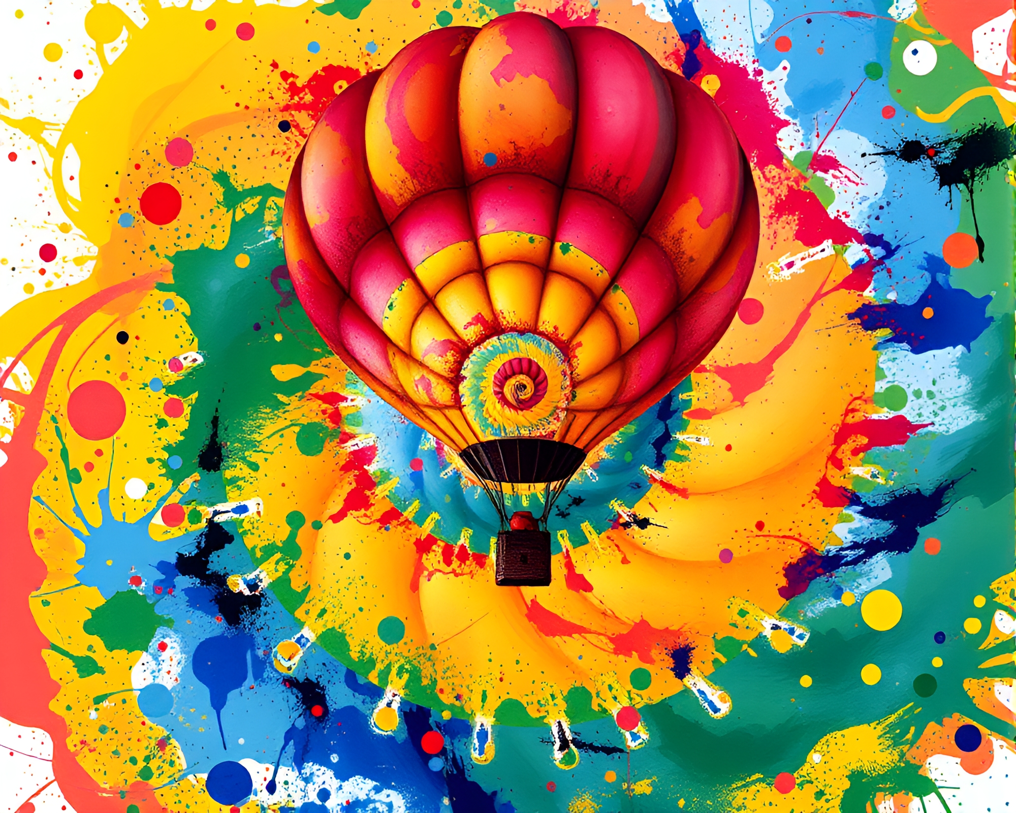 Fractal Hot Air Balloon Mesmerizes with Spiral Palette – free AI stock image