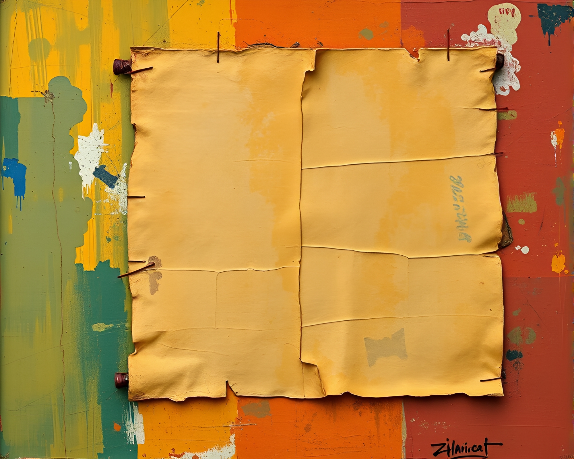Ancient Scroll Unfurled in Vibrant Graffiti Colors – free AI stock image