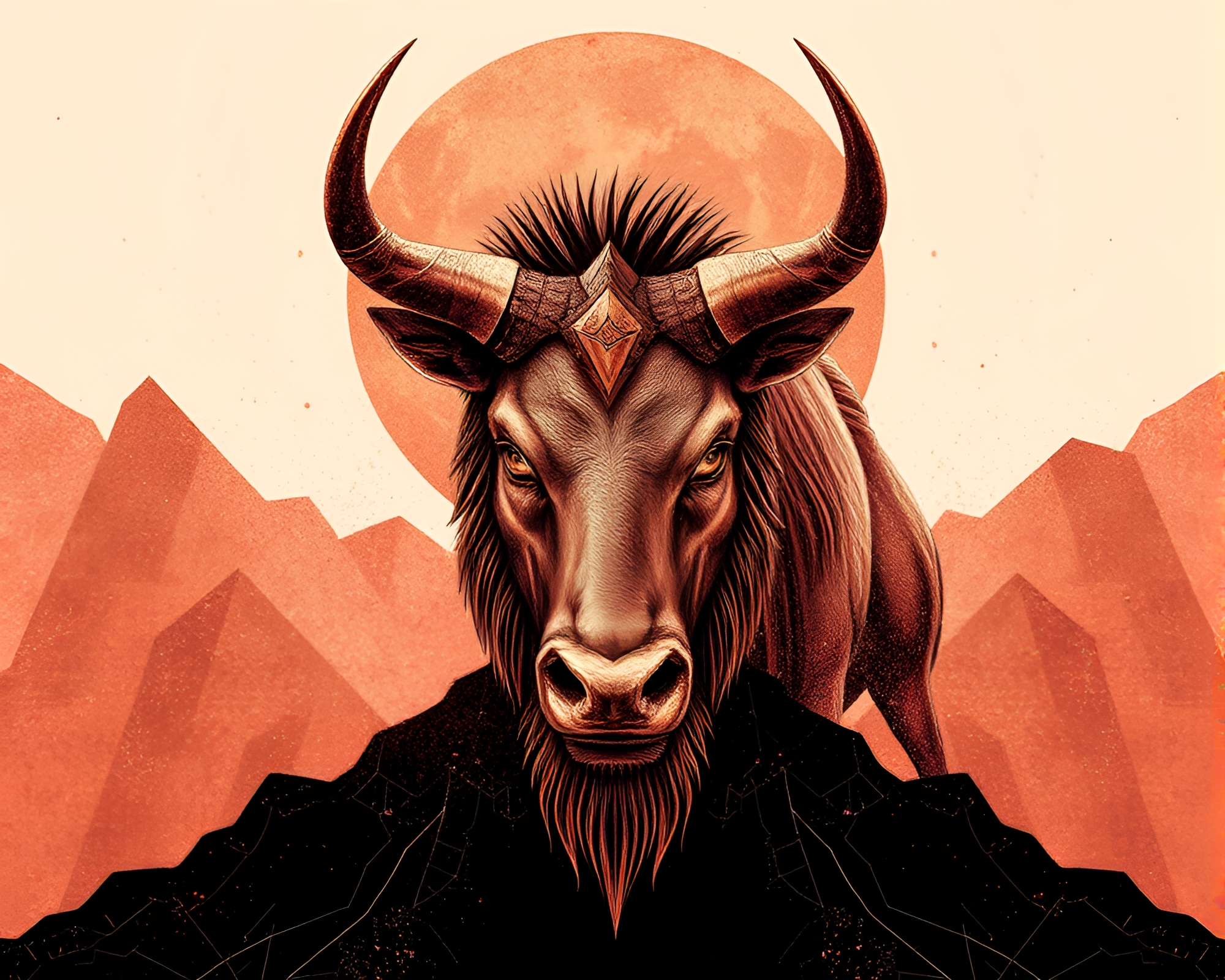 Majestic Minotaur in Rose Gold AI Style – free AI stock image