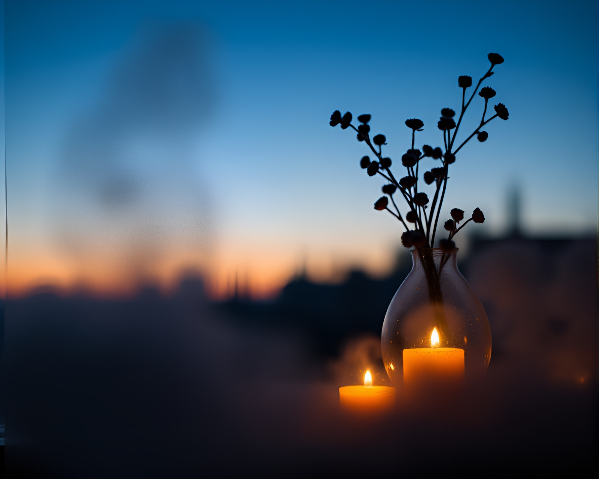 Enchanting Vase Illuminated by Candlelight in Misty Dawn – free AI stock image