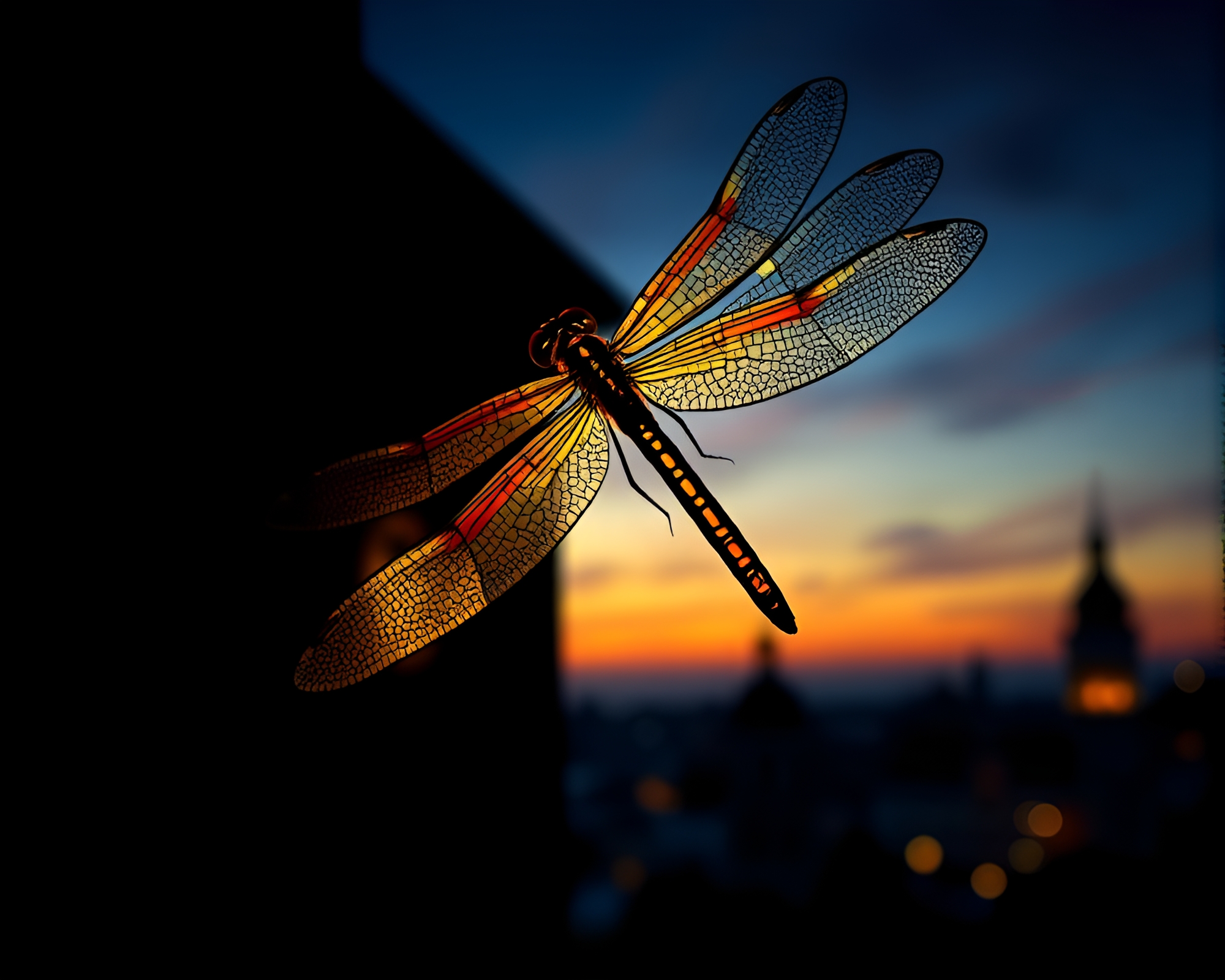 Dragonfly Mosaic in Dramatic Architectural Rendering – free AI stock image