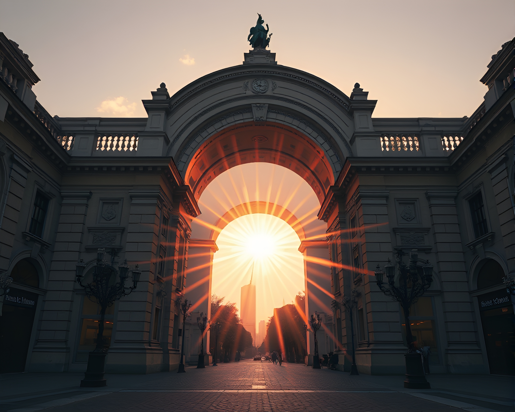 Modern Croissant-Shaped Window with Lens Flare – free AI stock image