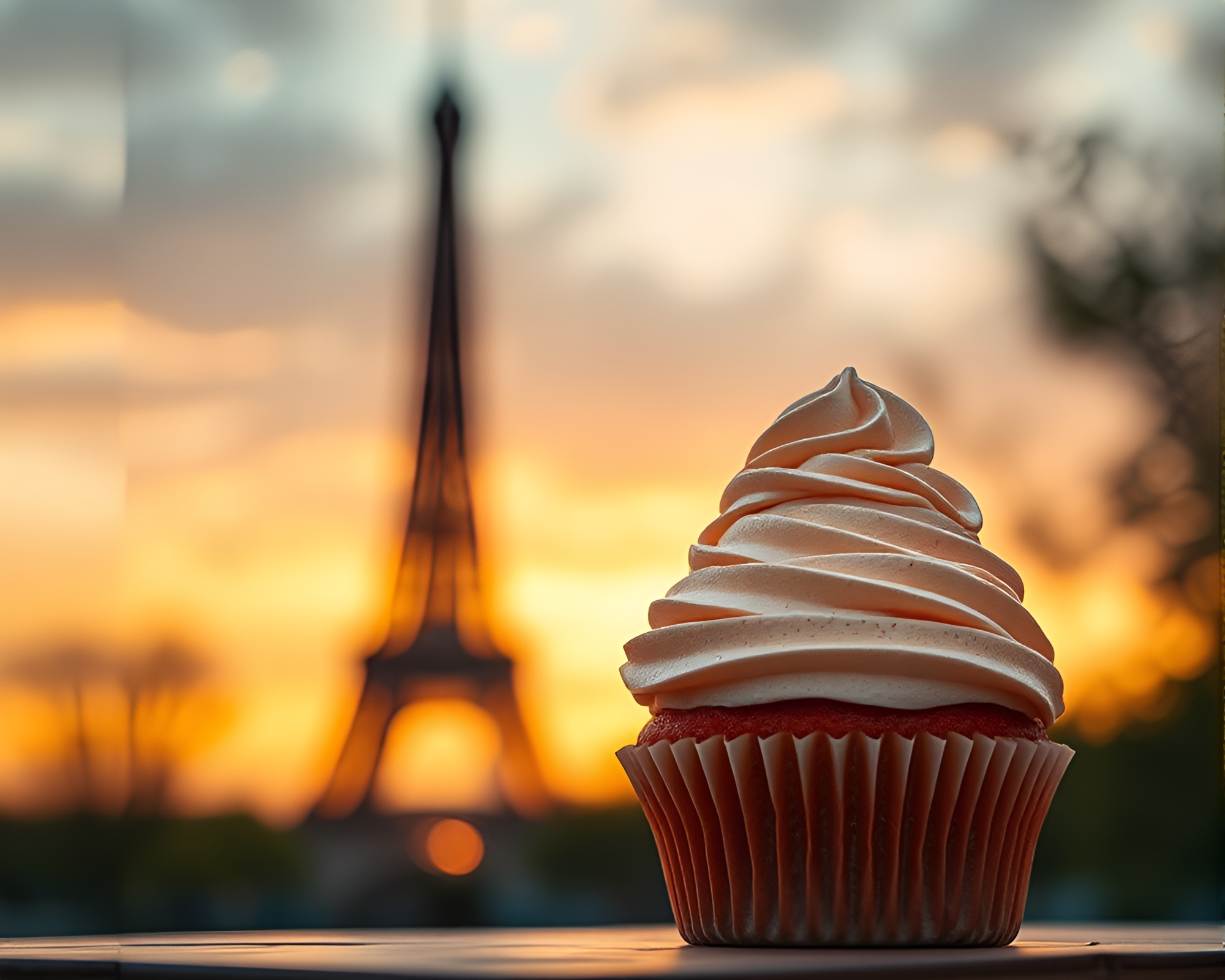 Cupcake Tower in Golden Hour Dusk Soft Focus Composition – free AI stock image