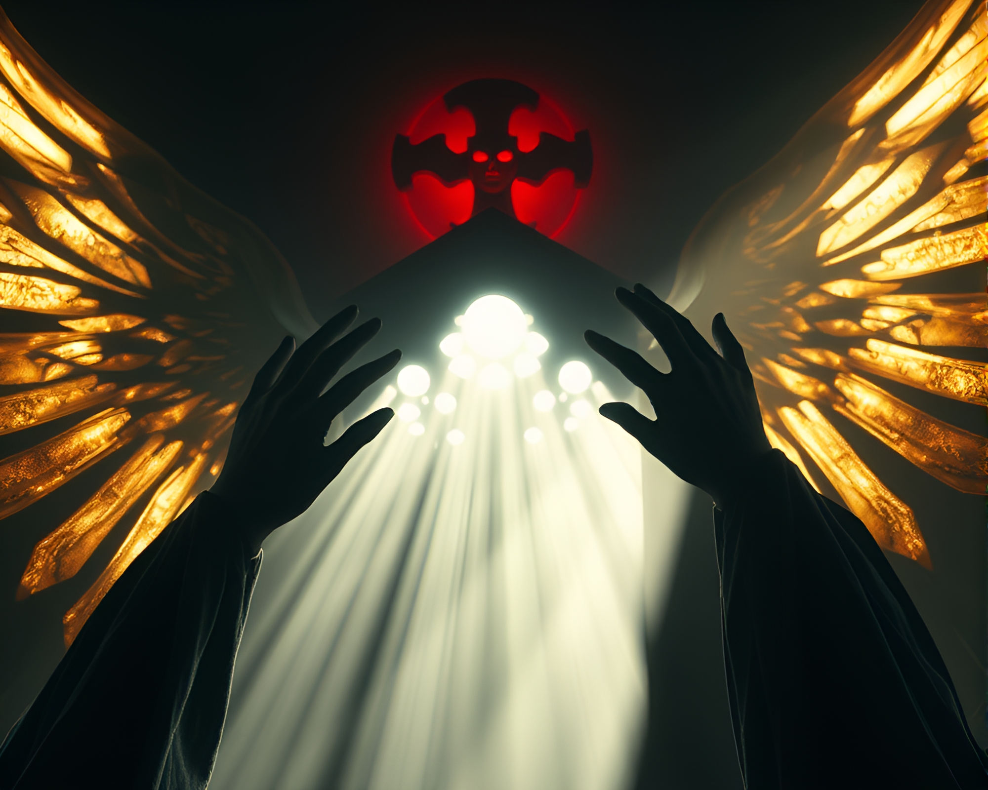 Gothic Horror Close-Up with God Rays – free AI stock image