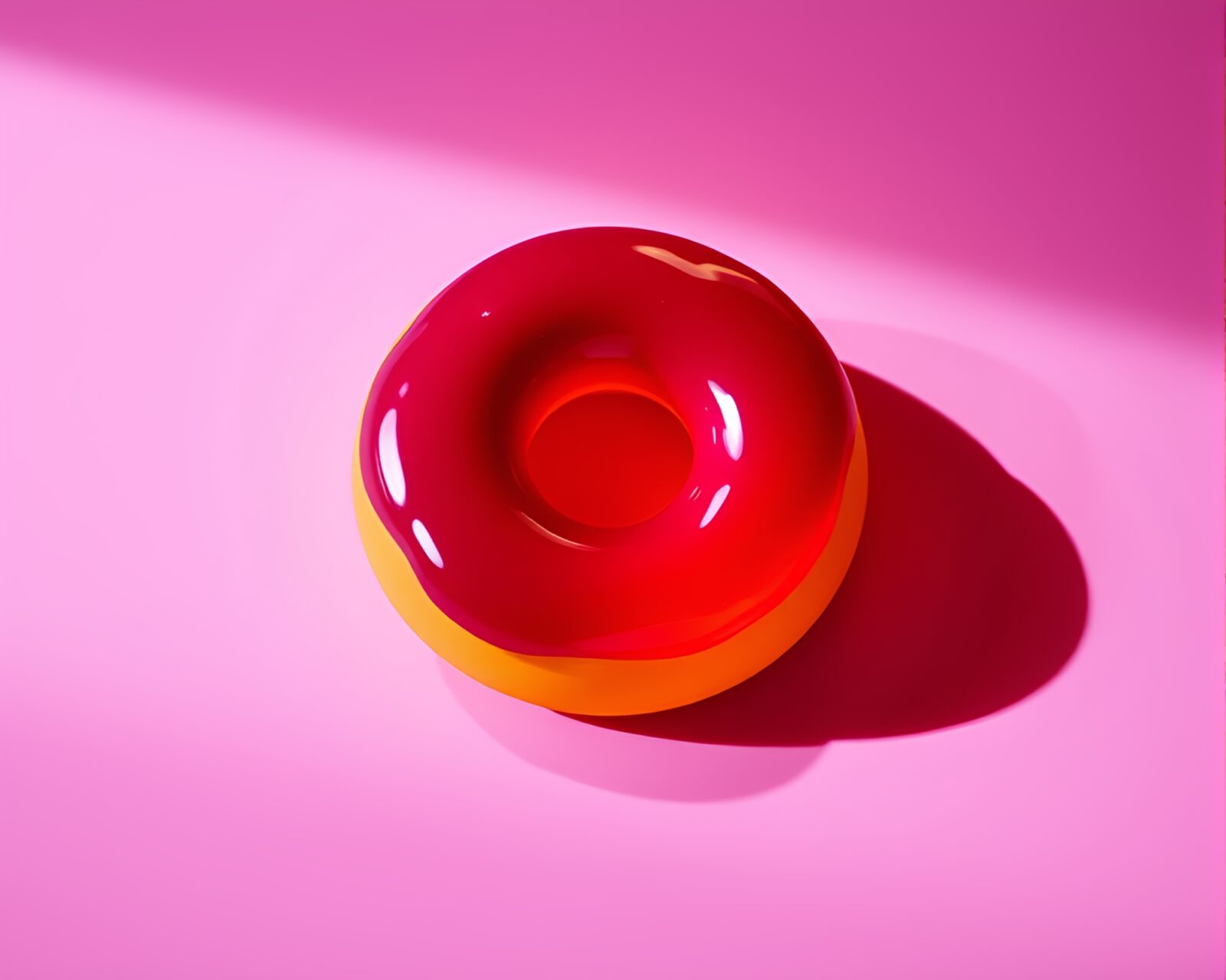 Gelatinous doughnut casting intricate shadows in jewel colors